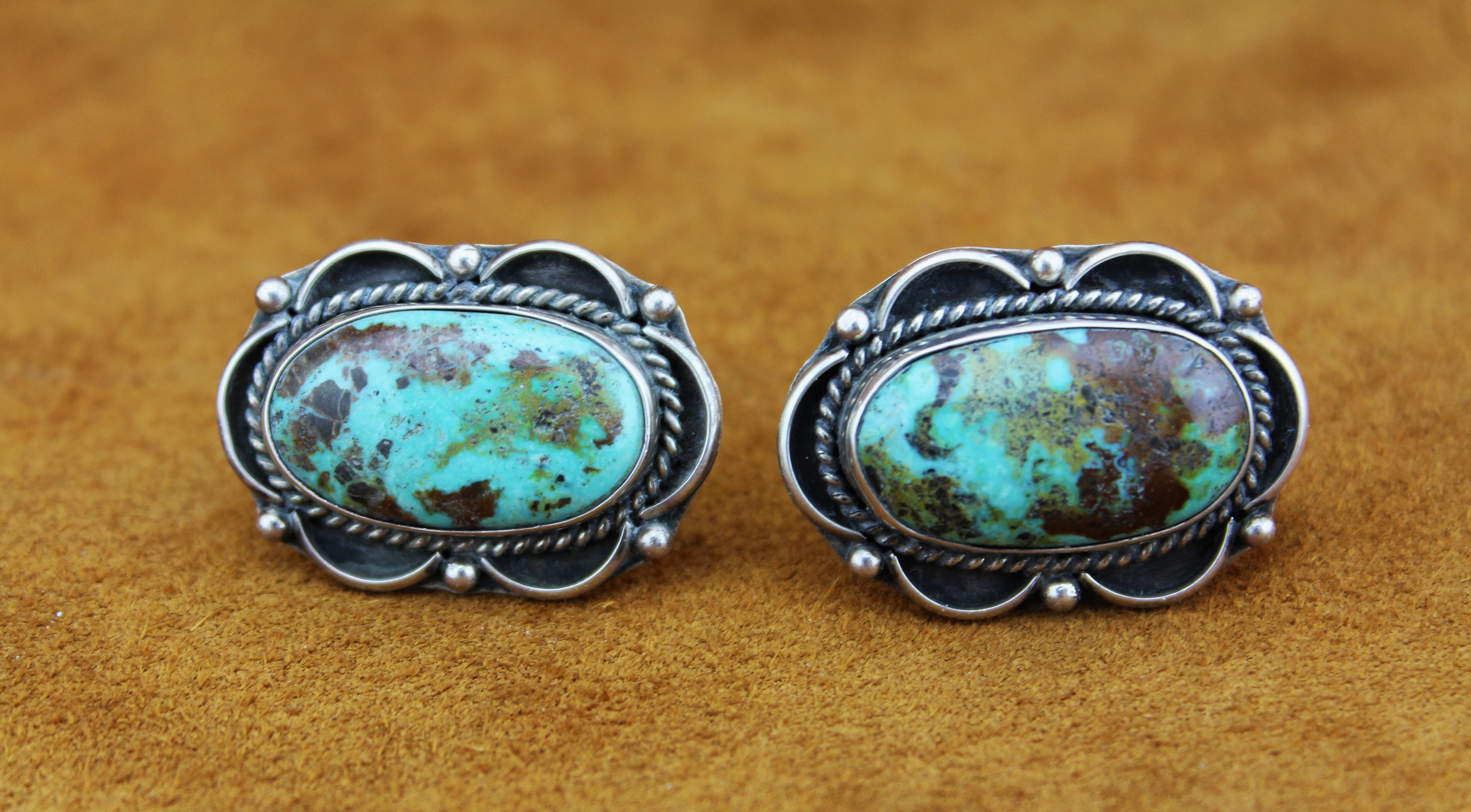 Sterling Silver Turquoise Cuff Links