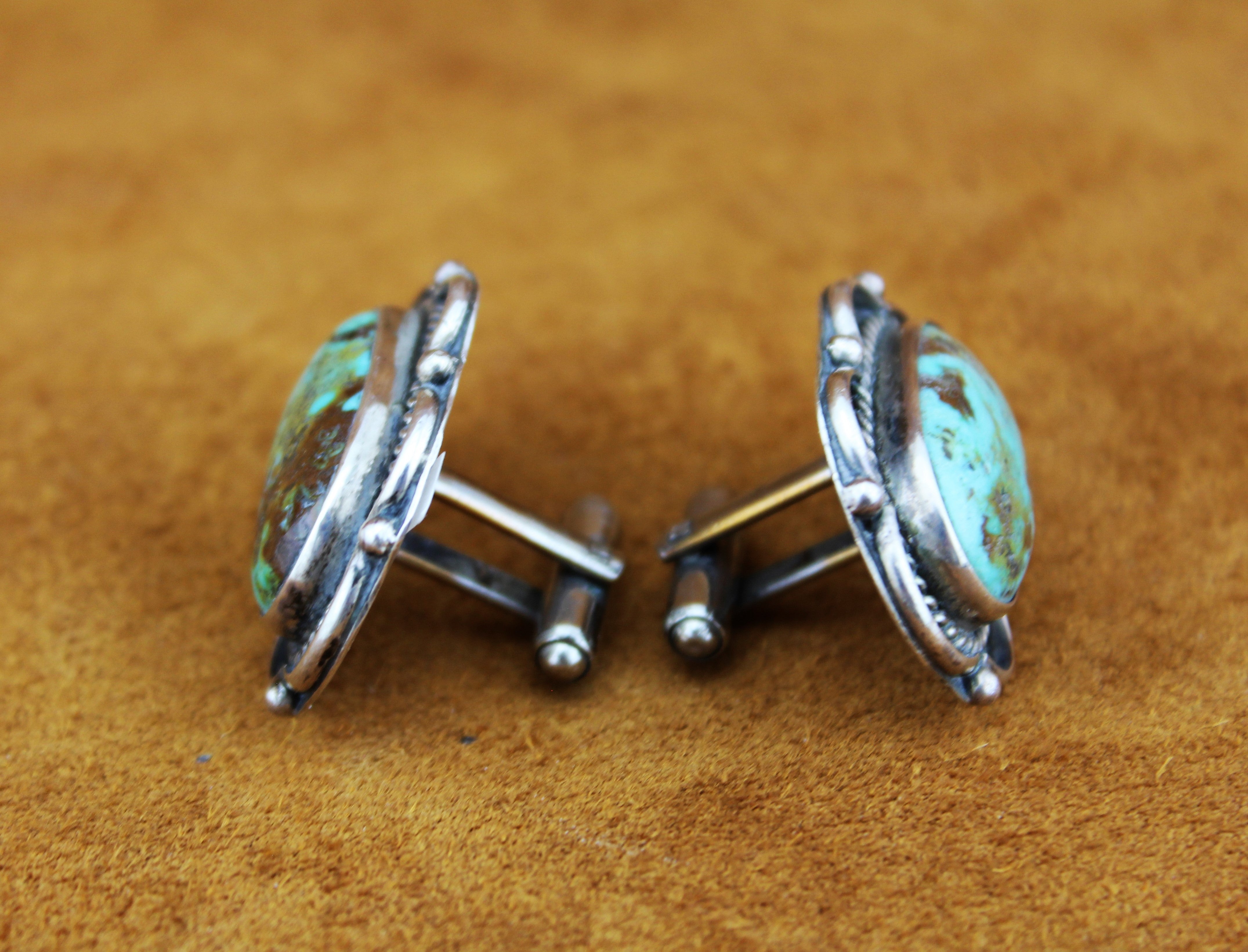 Sterling Silver Turquoise Cuff Links