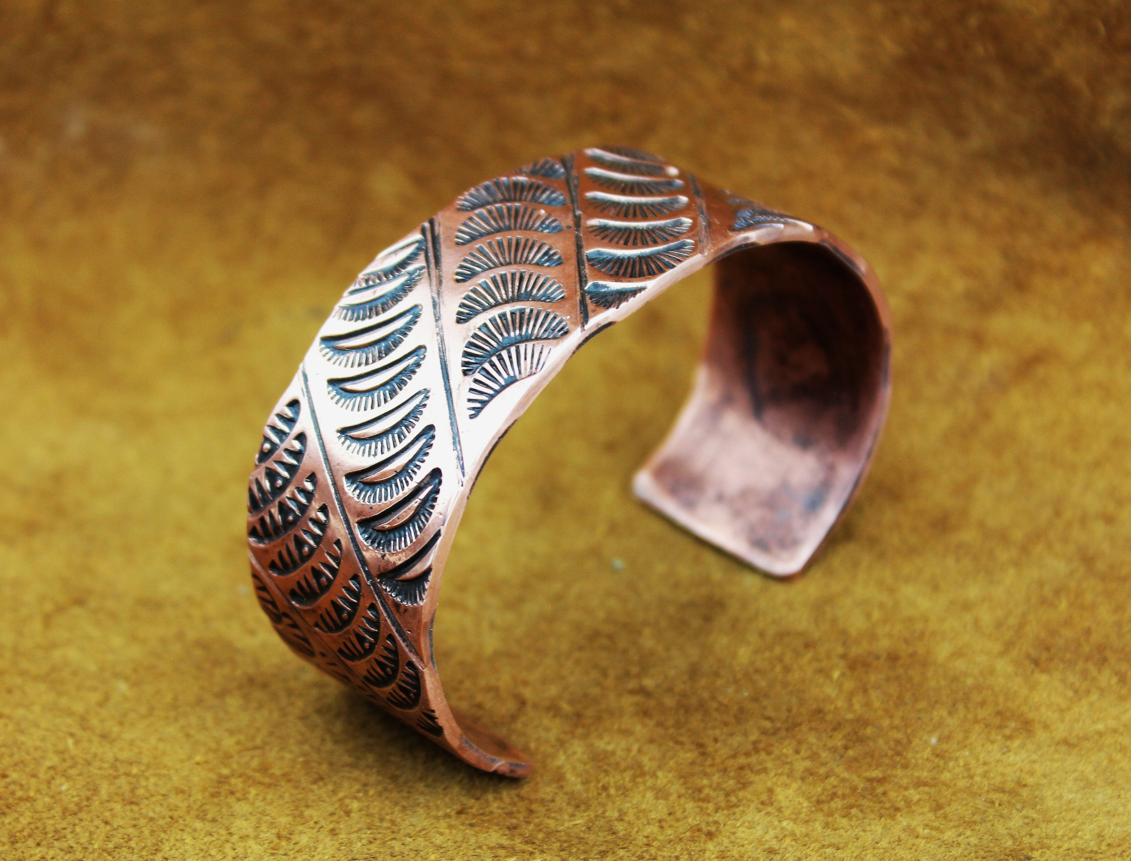 Merlin James Stamped Copper Bracelet