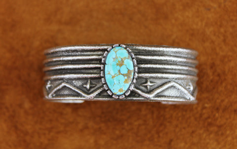 Merlin James Sterling Turquoise Tufa Cast Bracelet