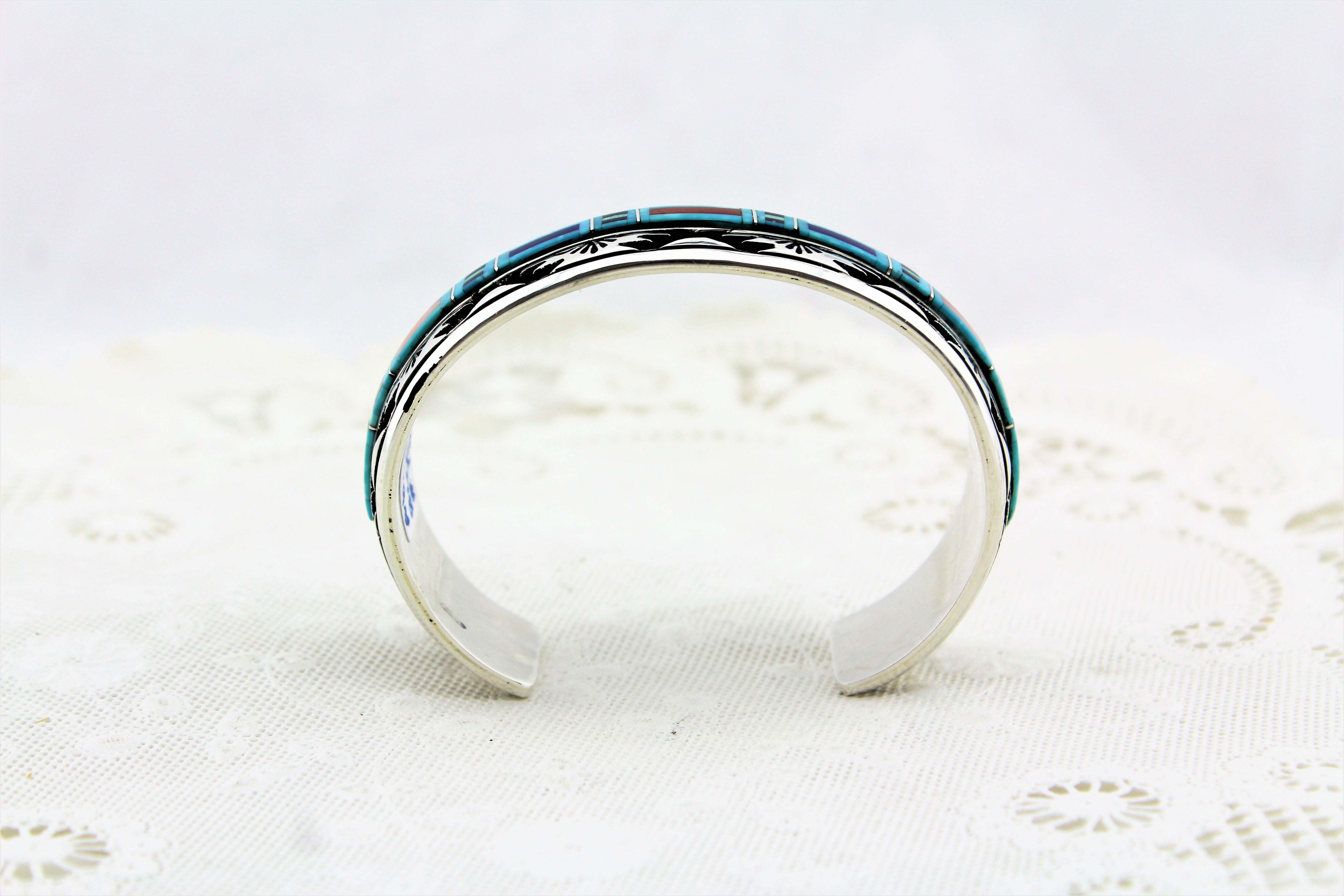 Abraham Begay Sterling Silver Micro-Inlay Bracelet
