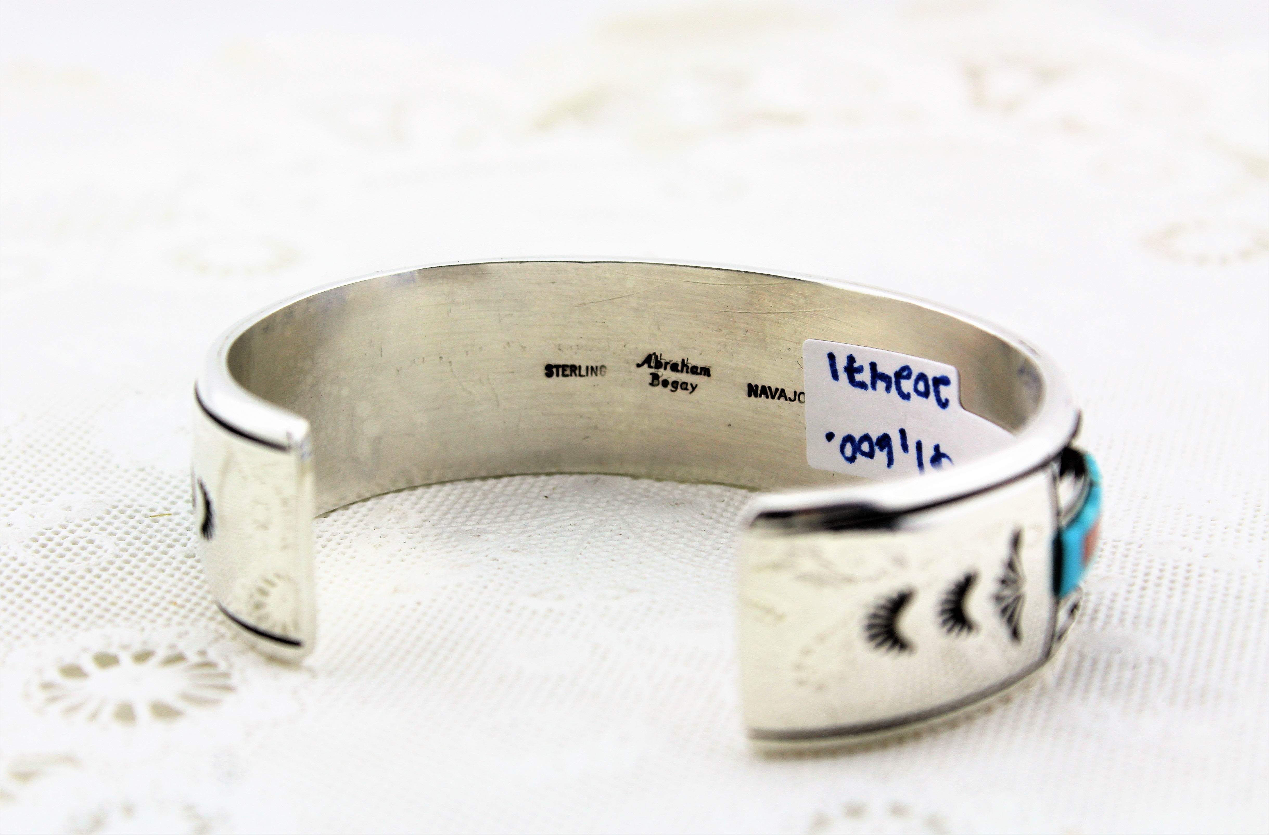 Abraham Begay Sterling Silver Micro-Inlay Bracelet