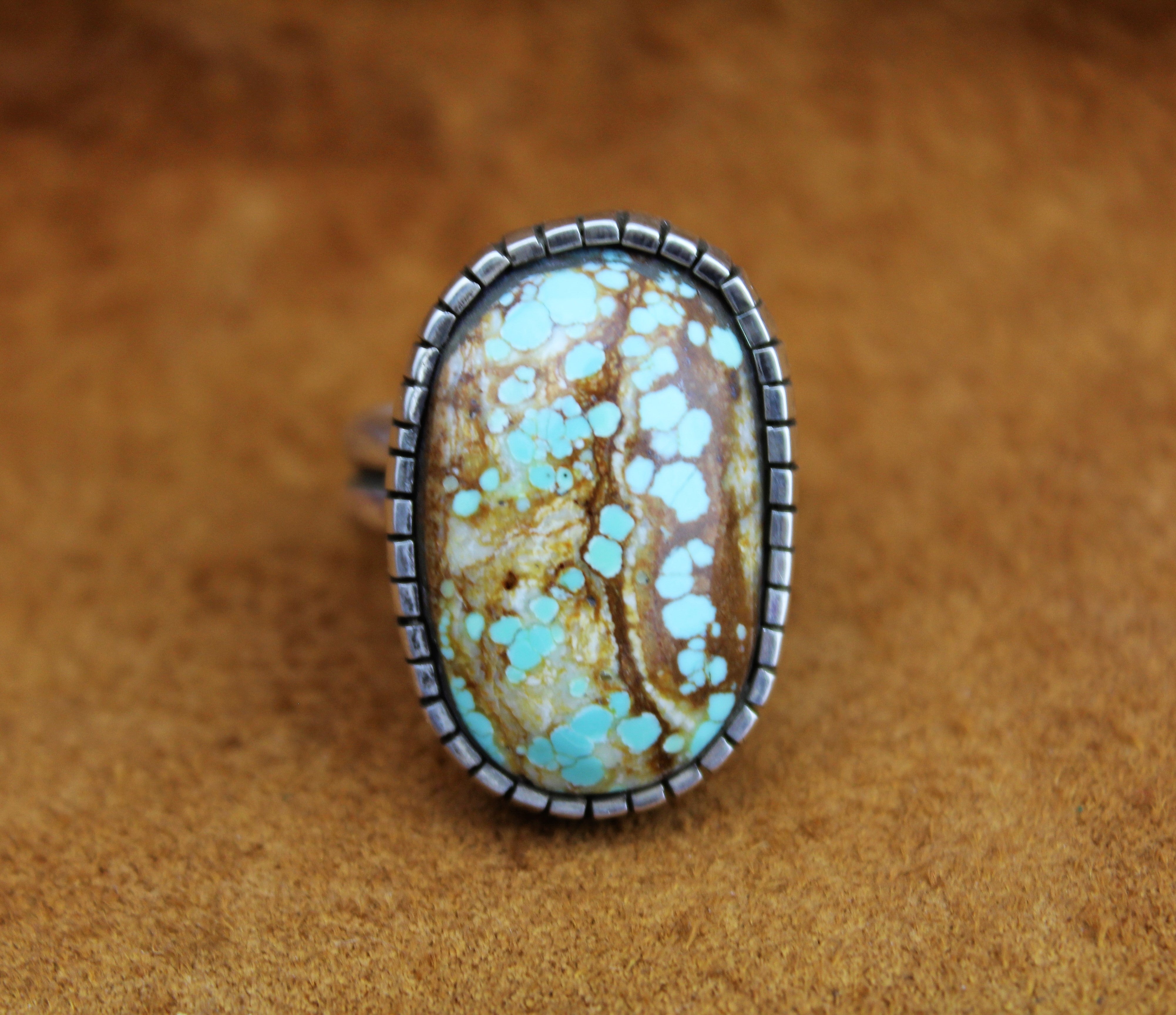 Merlin James Sterling Number 8 Turquoise Ring