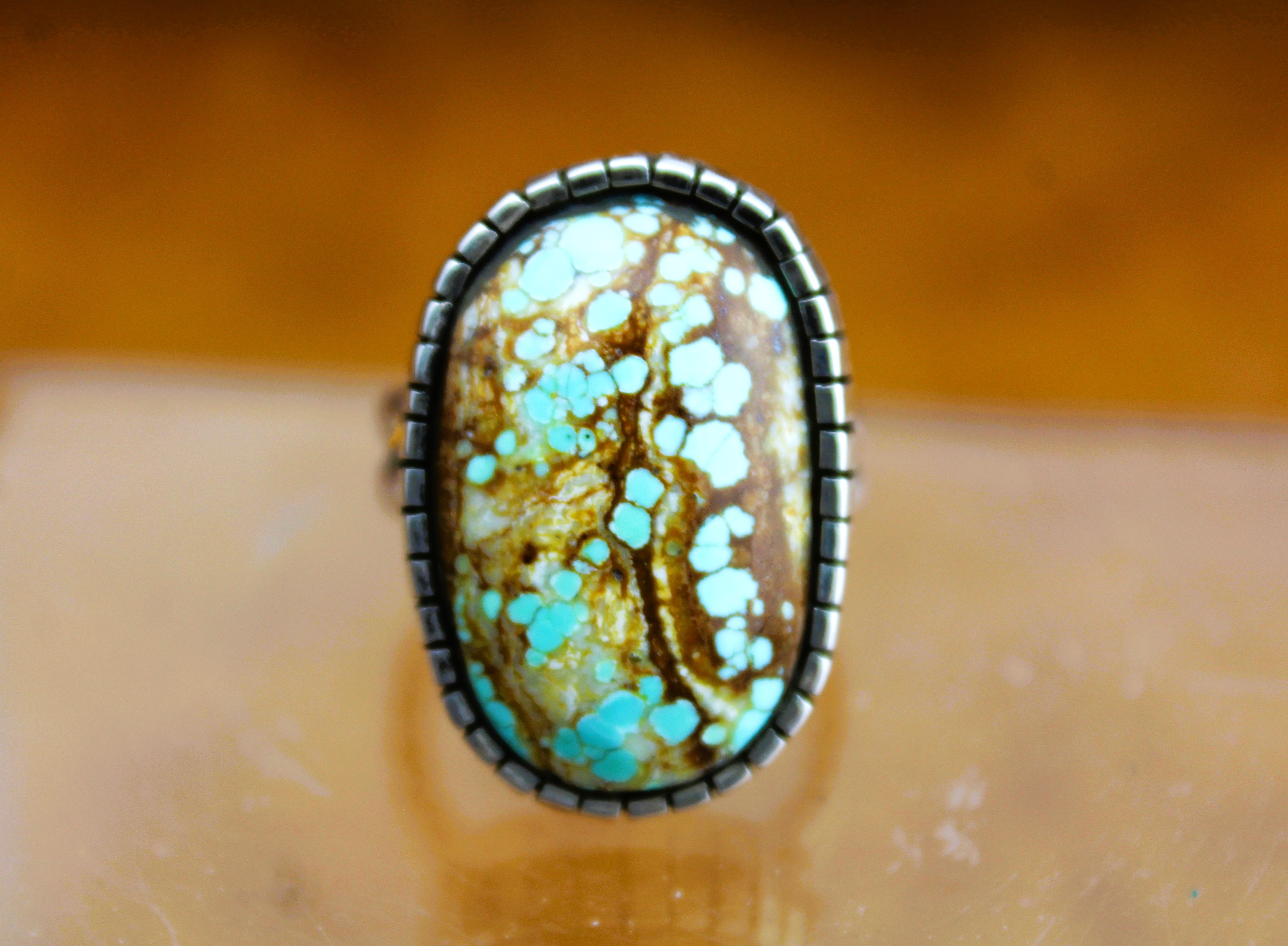 Merlin James Sterling Number 8 Turquoise Ring