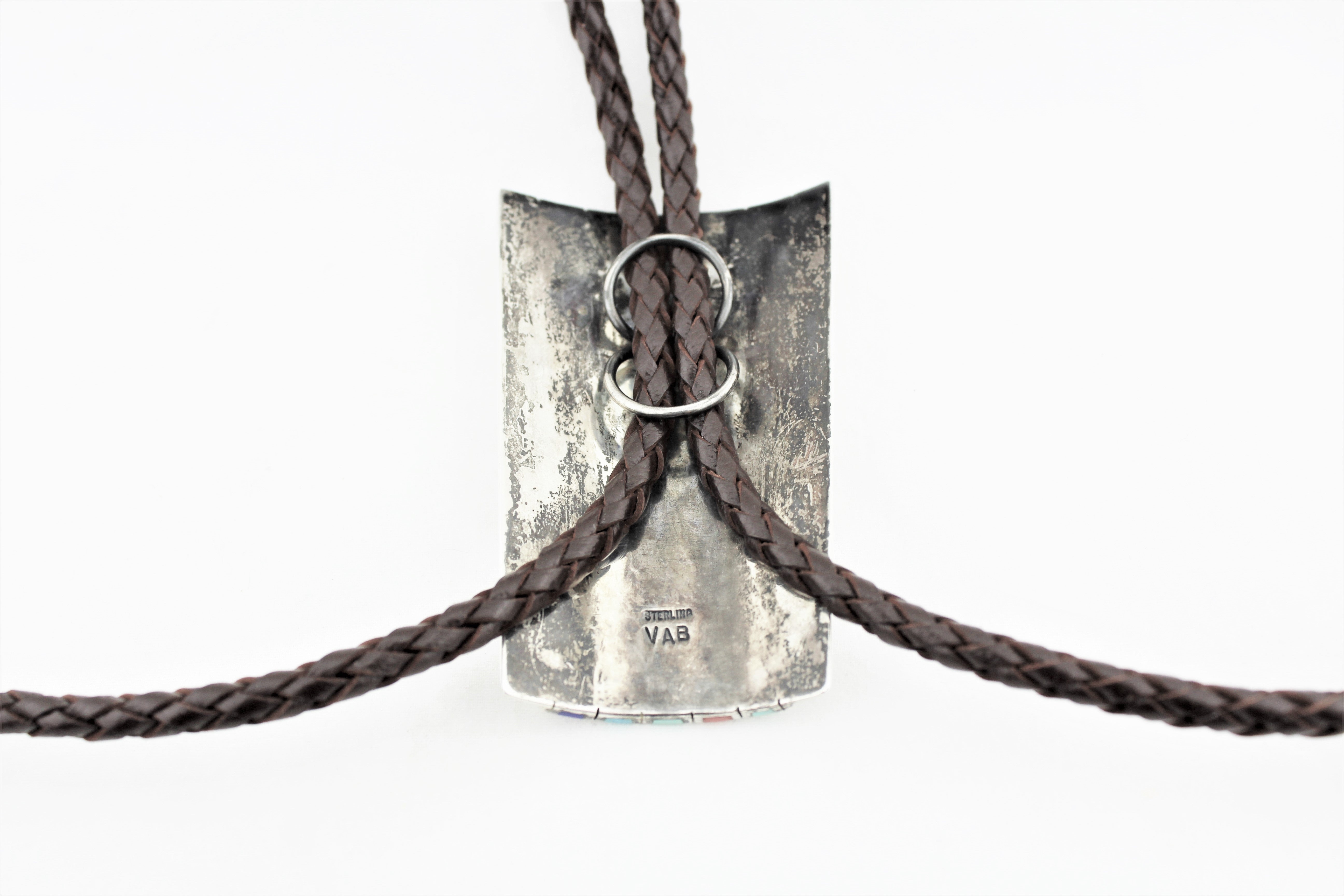 Navajo Sterling Silver Inlay Bolo Tie