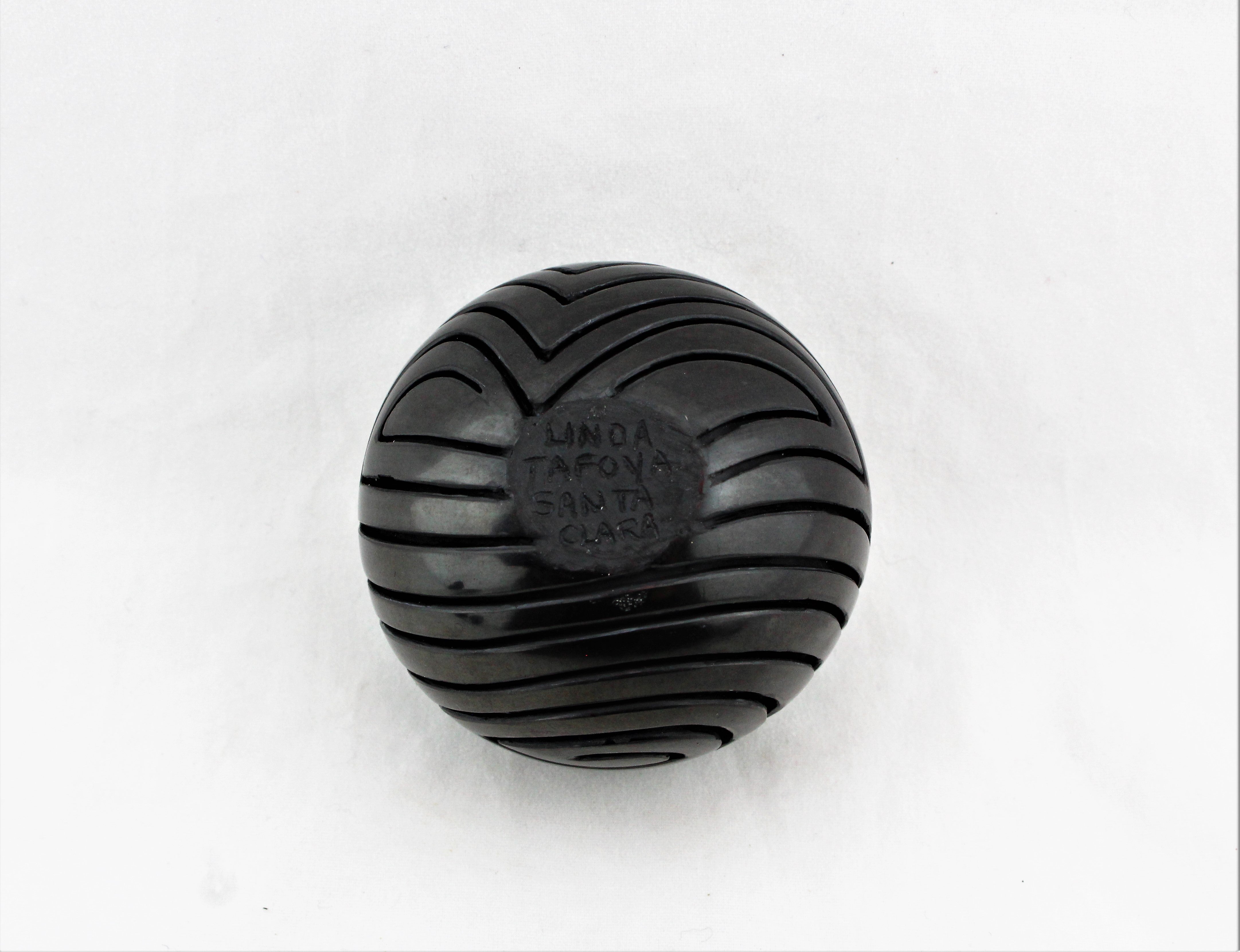 Linda Tafoya Miniature Carved Blackware Santa Clara Pottery