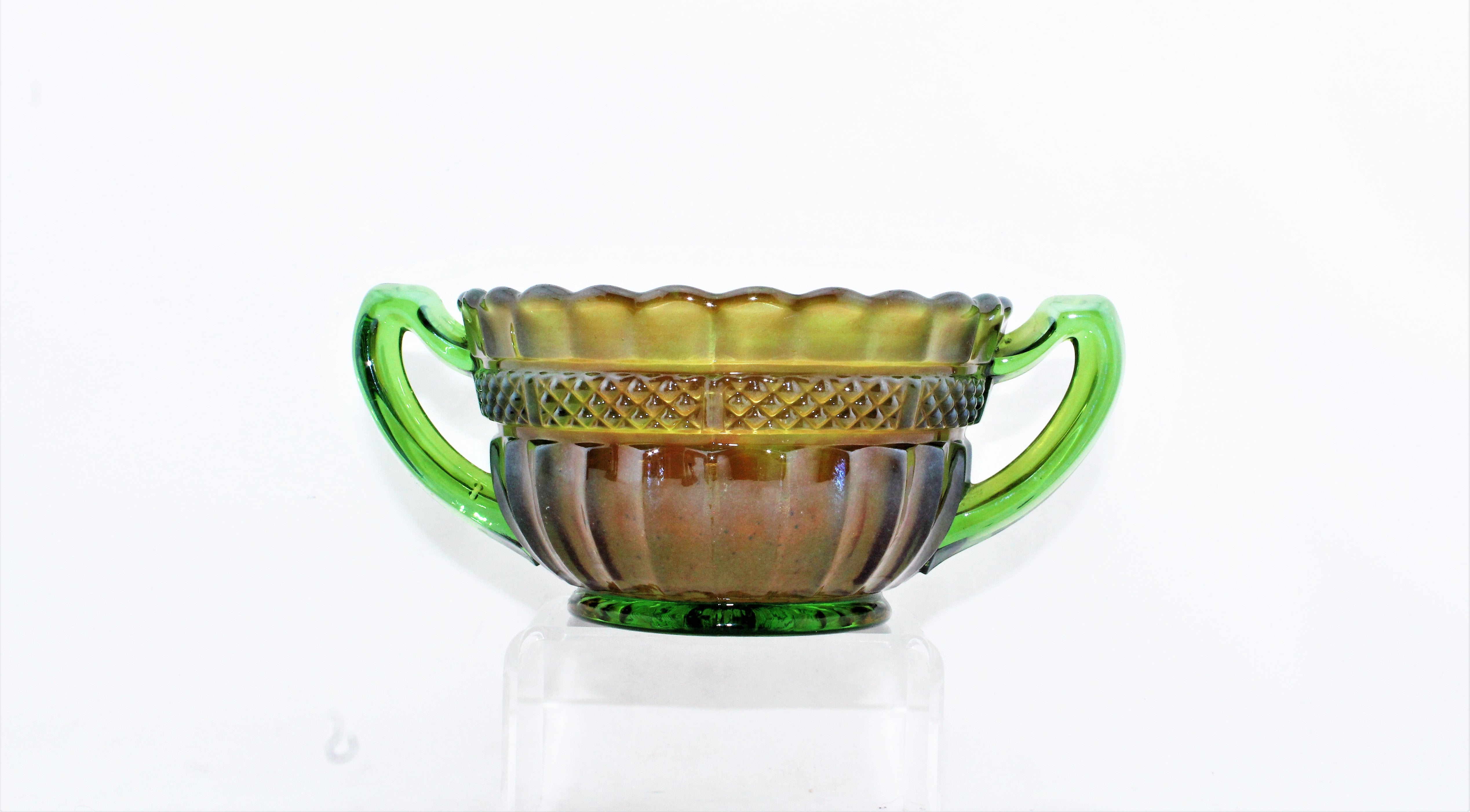 Northwood Green Lustre Sugar Bowl