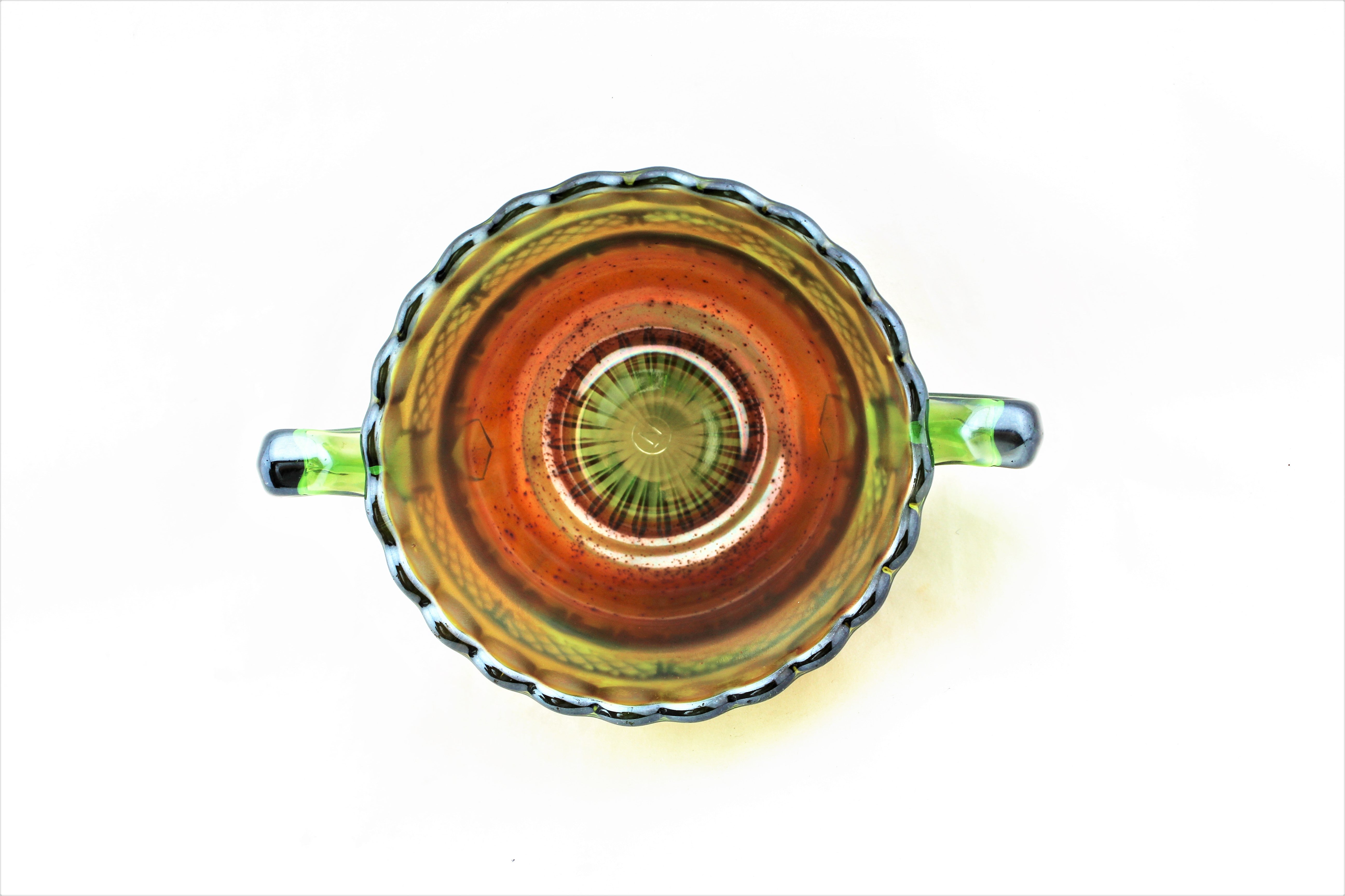 Northwood Green Lustre Sugar Bowl