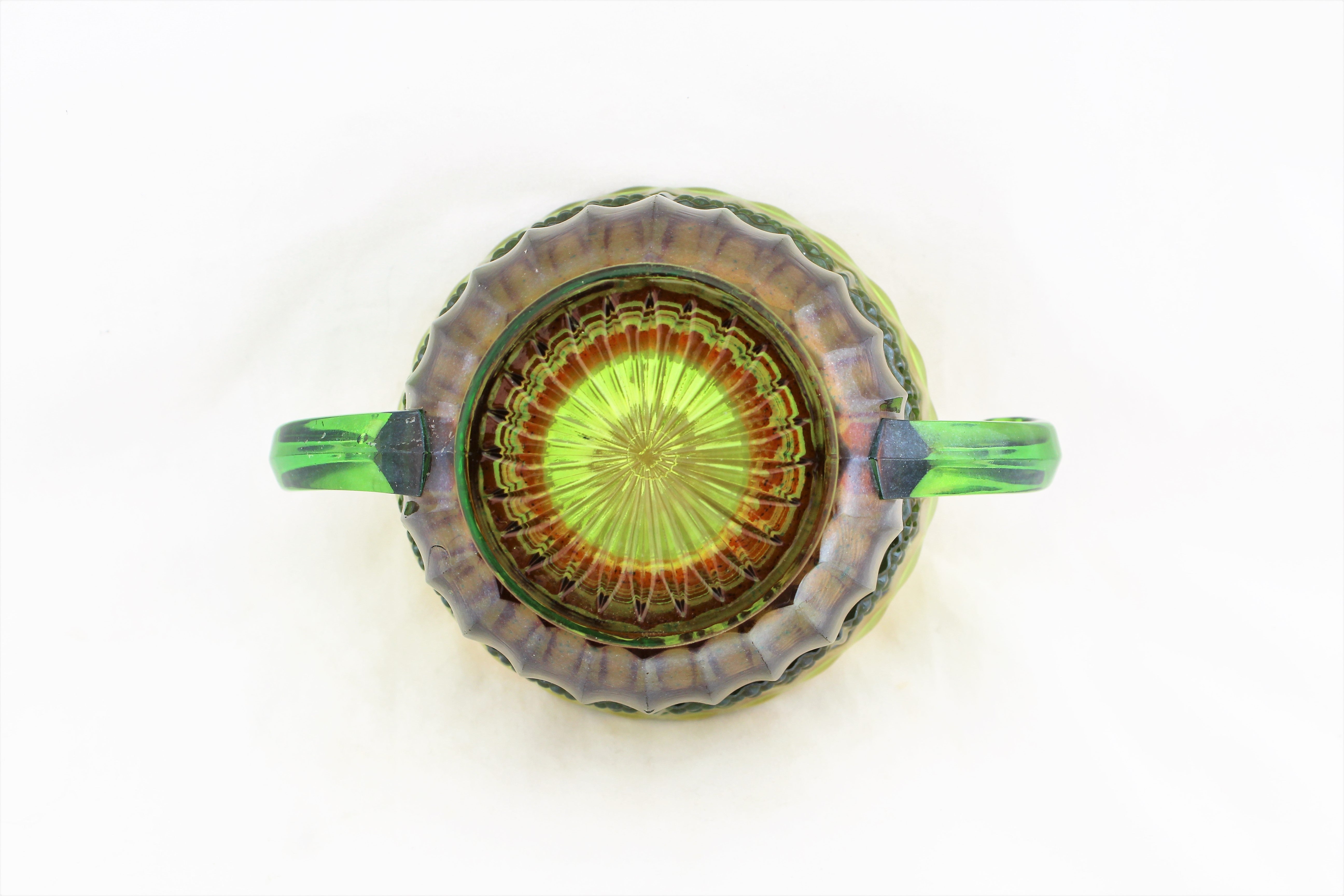 Northwood Green Lustre Sugar Bowl