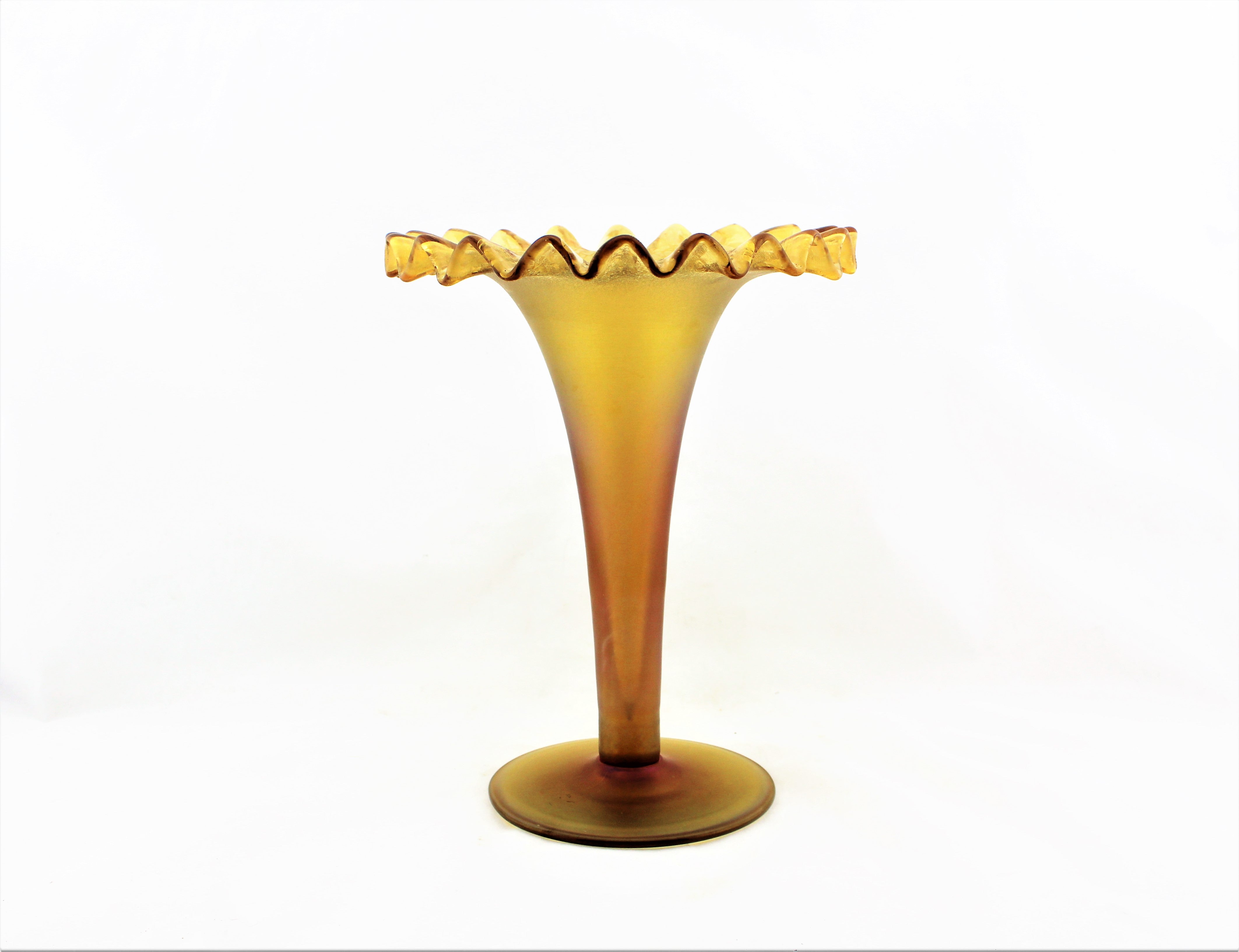 Antique Loetz Austria Stretch Glass Trumpet Vase