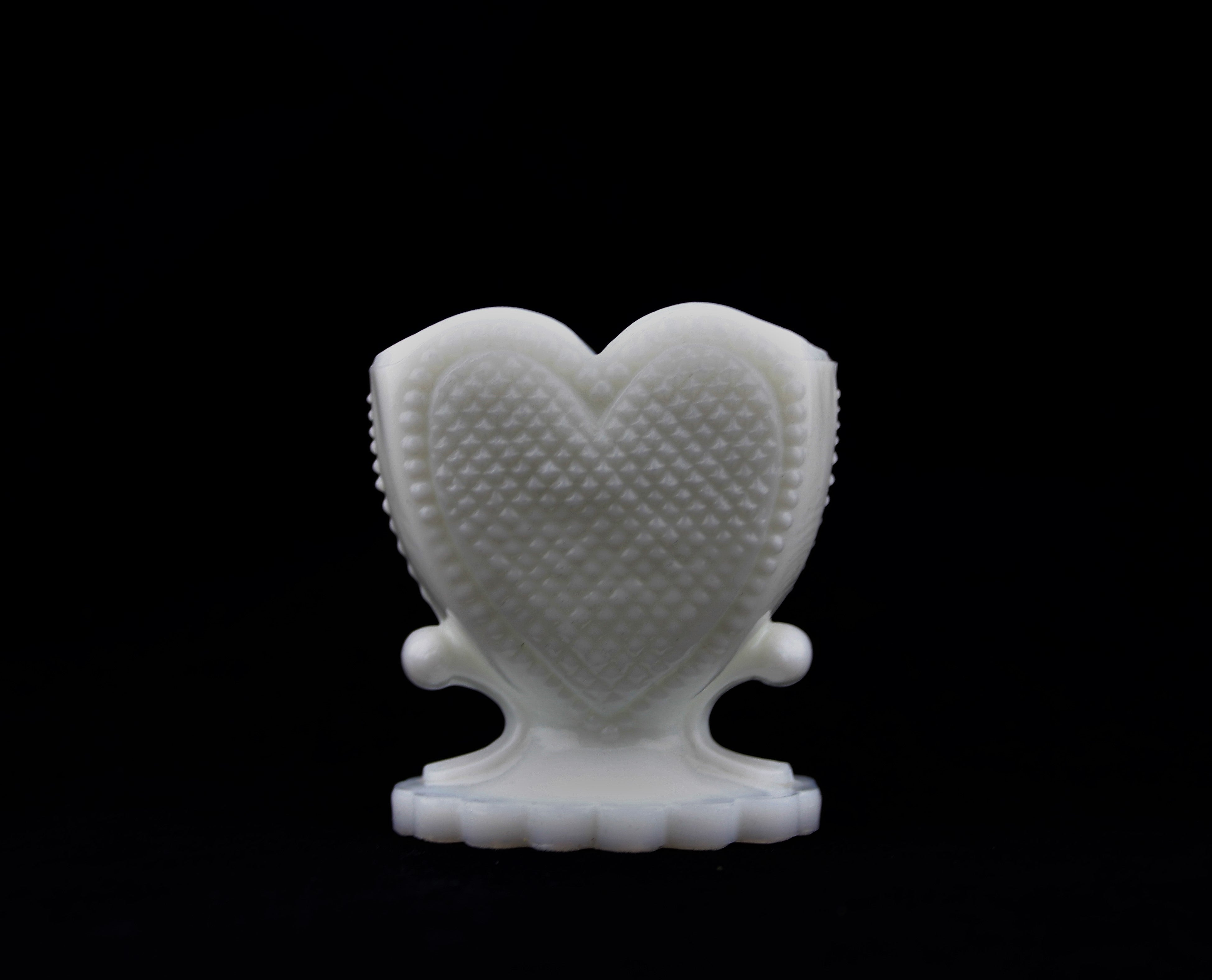 Milk Glass Heart Shape Toothpick Holder