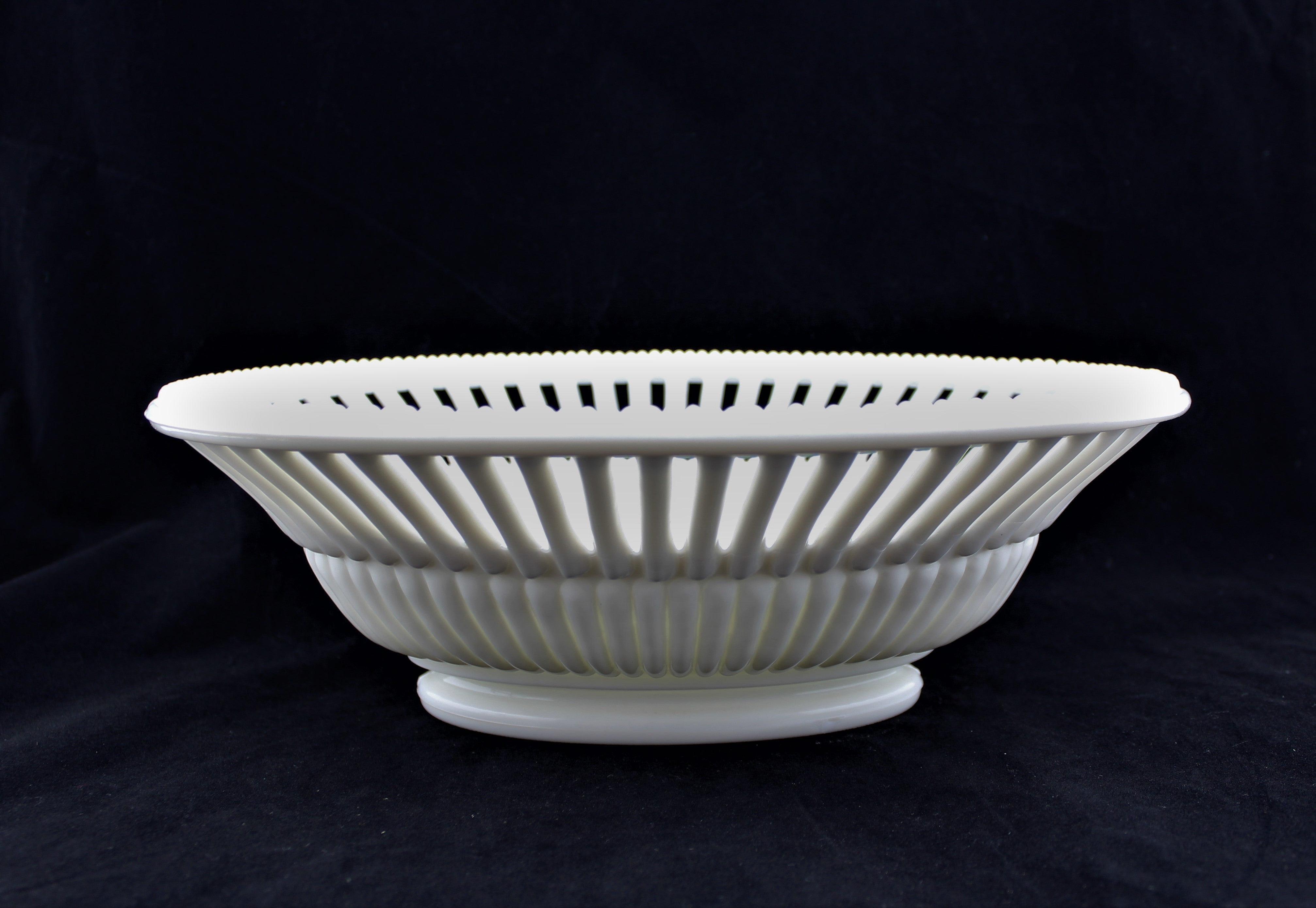 Antique Milk Glass Reticulated Bowl