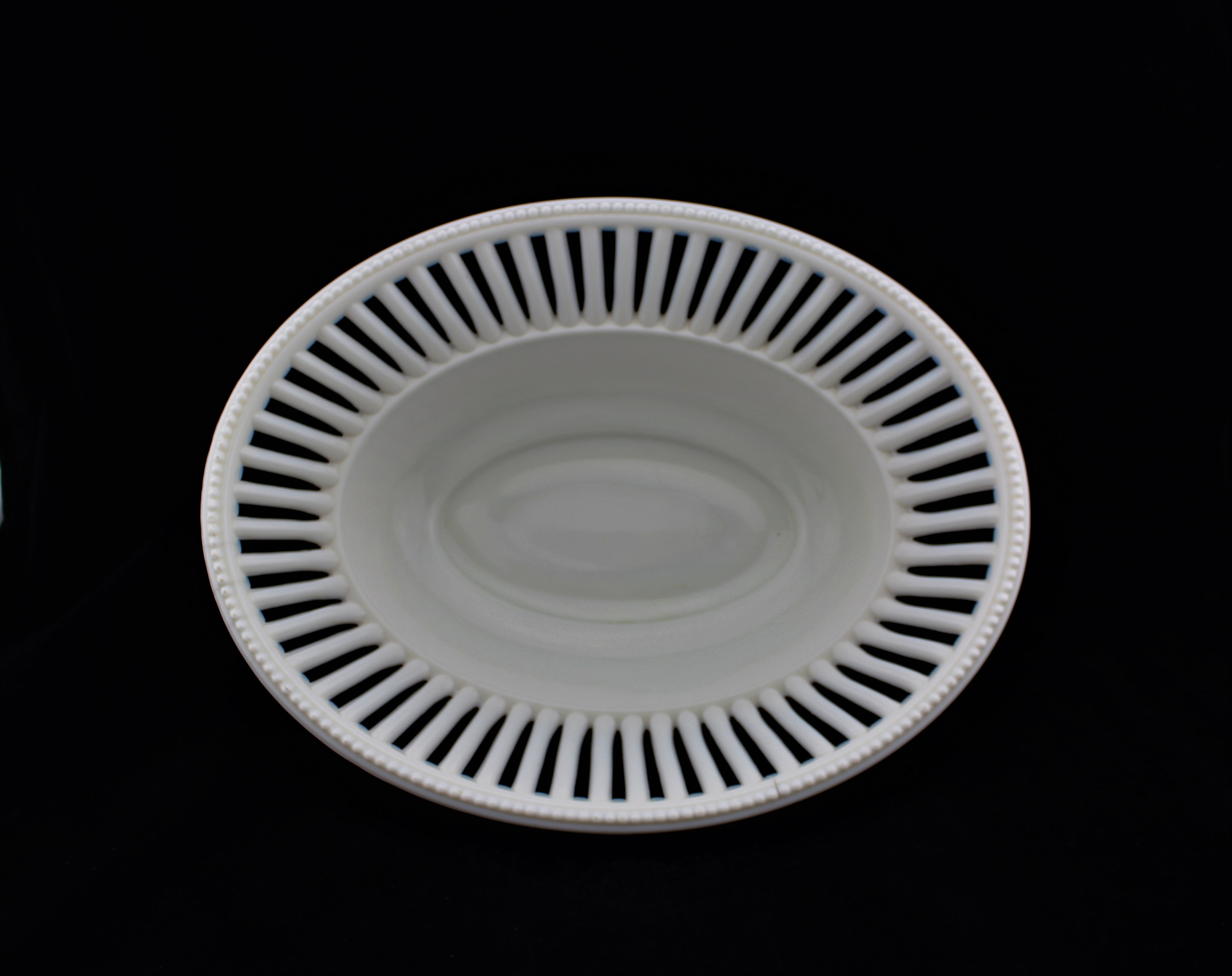 Antique Milk Glass Reticulated Bowl