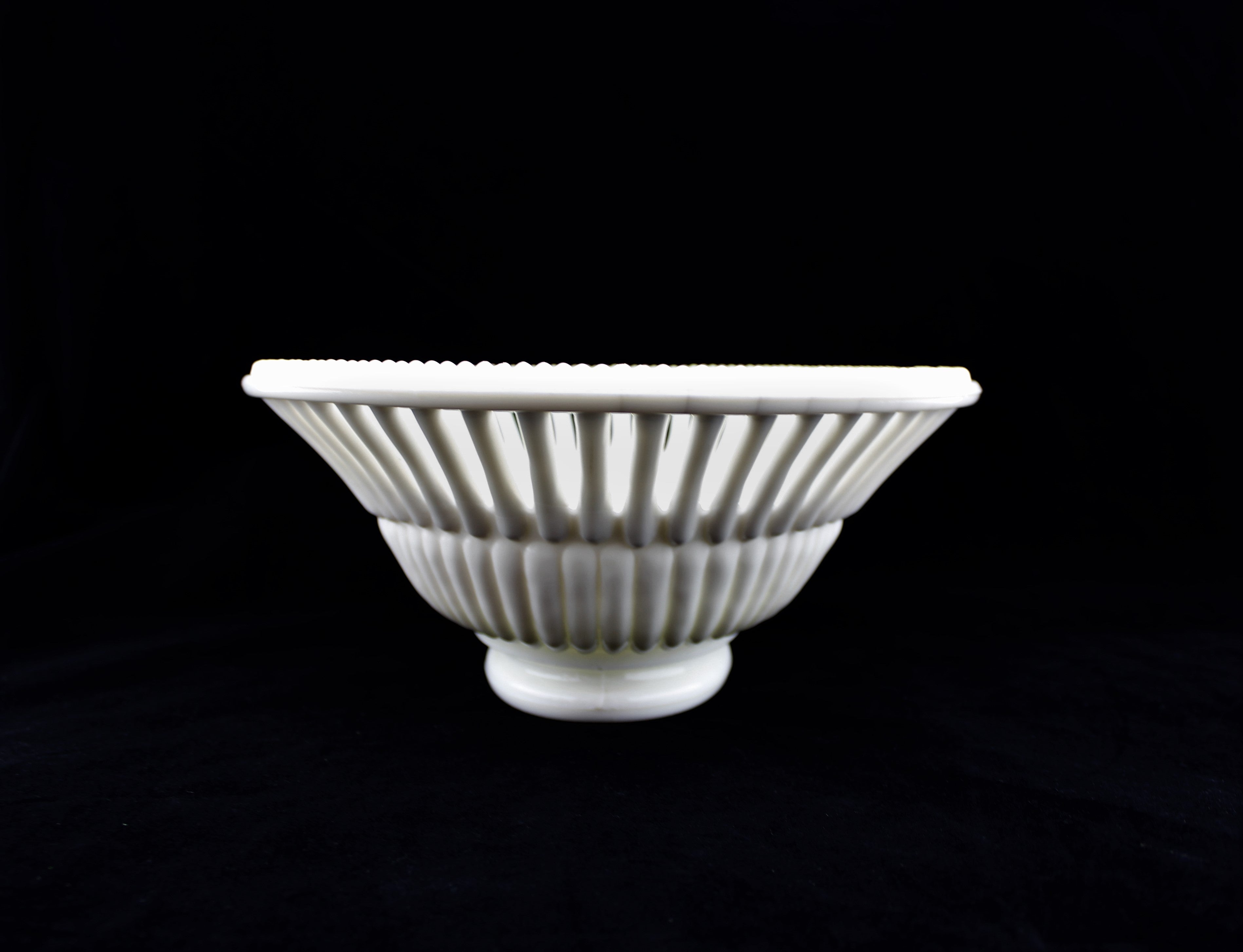 Antique Milk Glass Reticulated Bowl