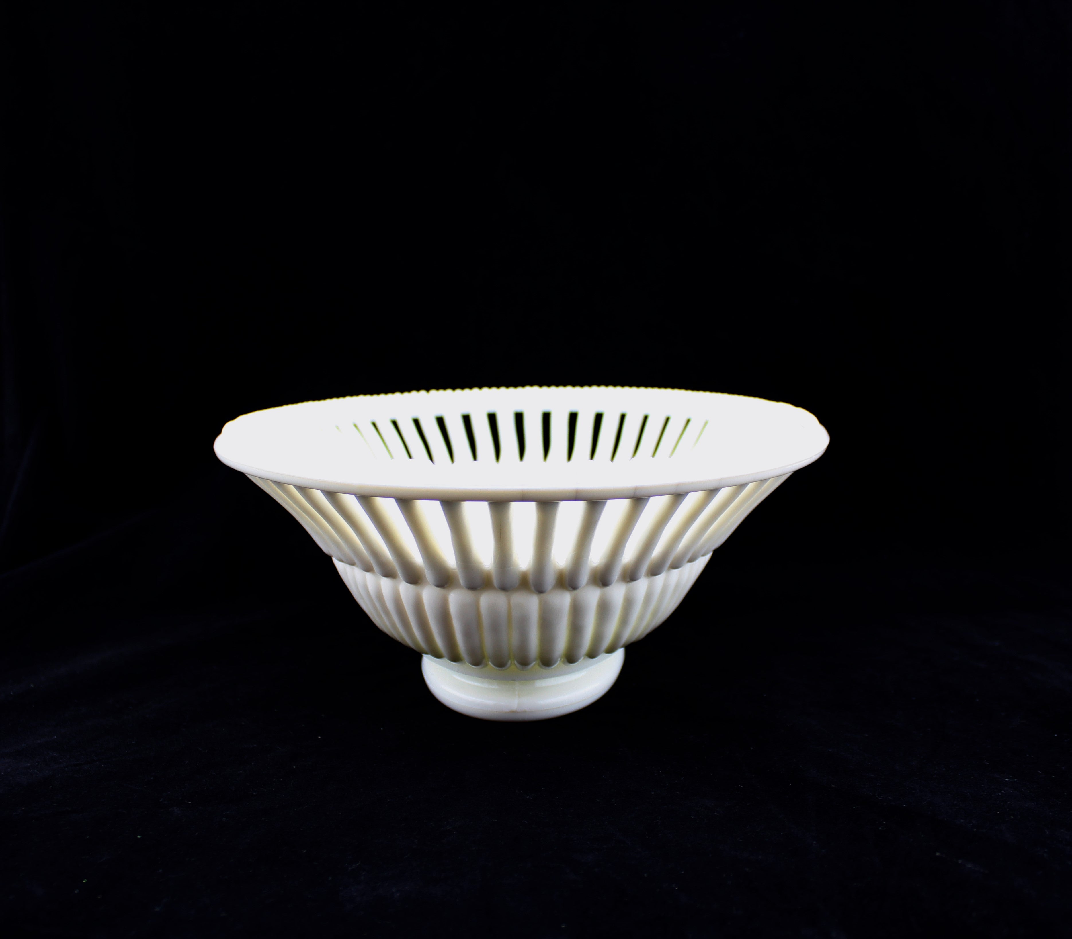 Antique Milk Glass Reticulated Bowl