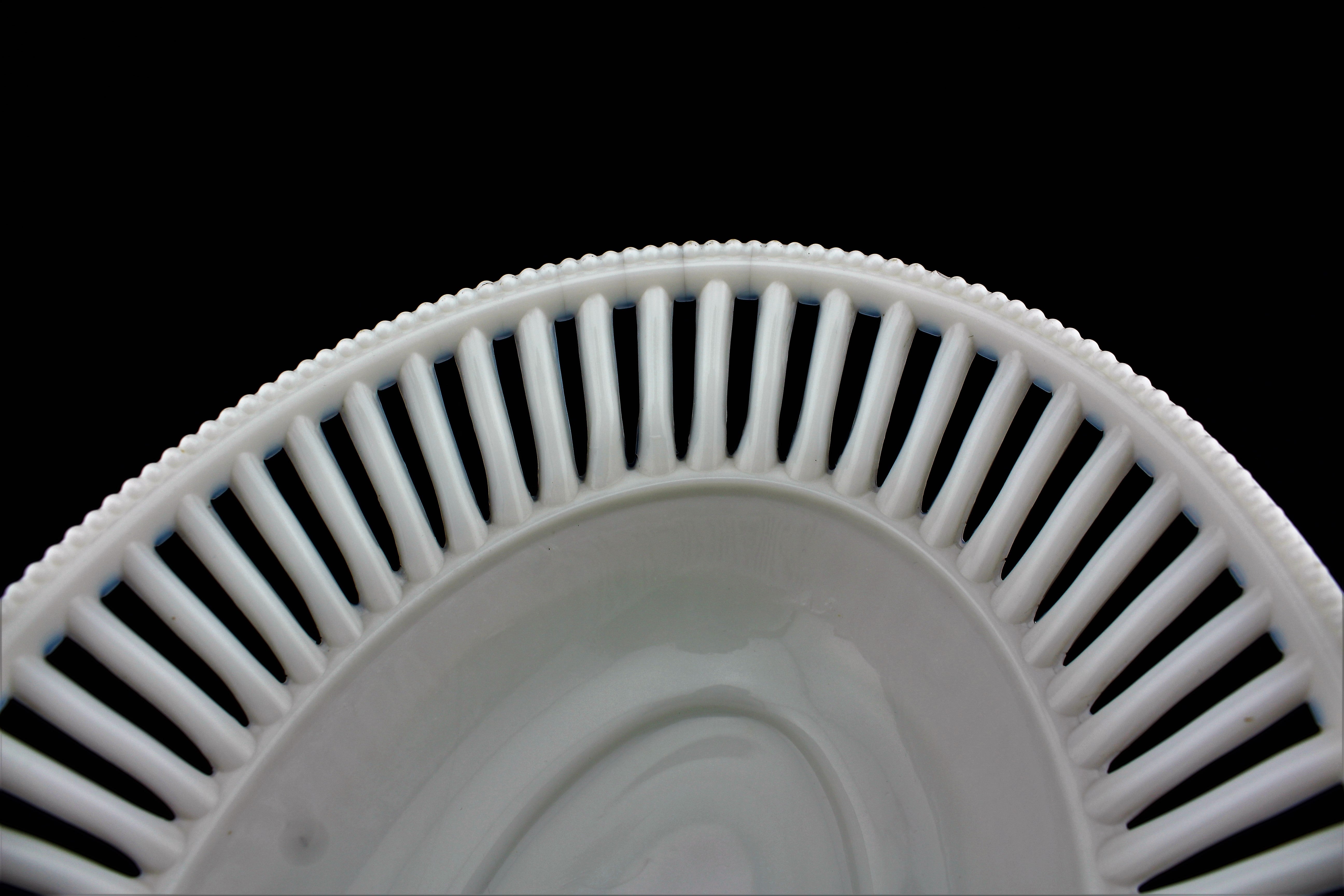 Antique Milk Glass Reticulated Bowl