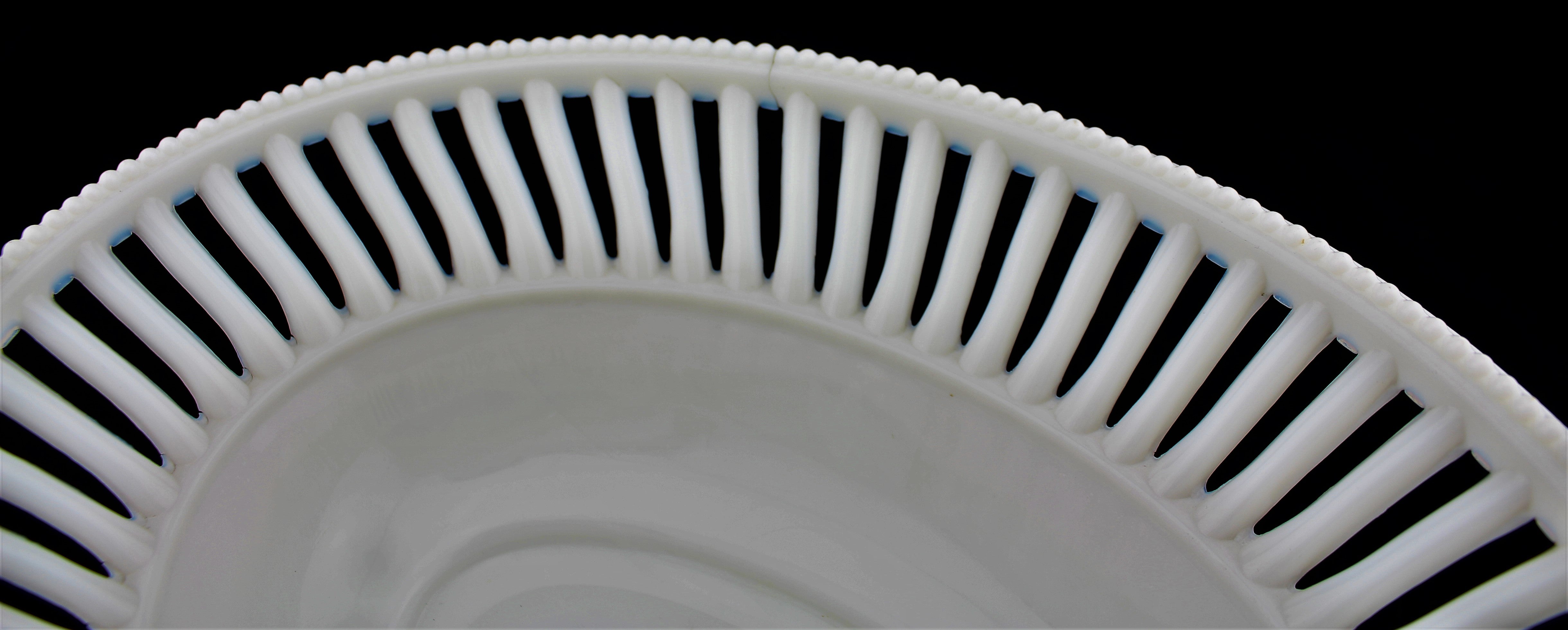 Antique Milk Glass Reticulated Bowl