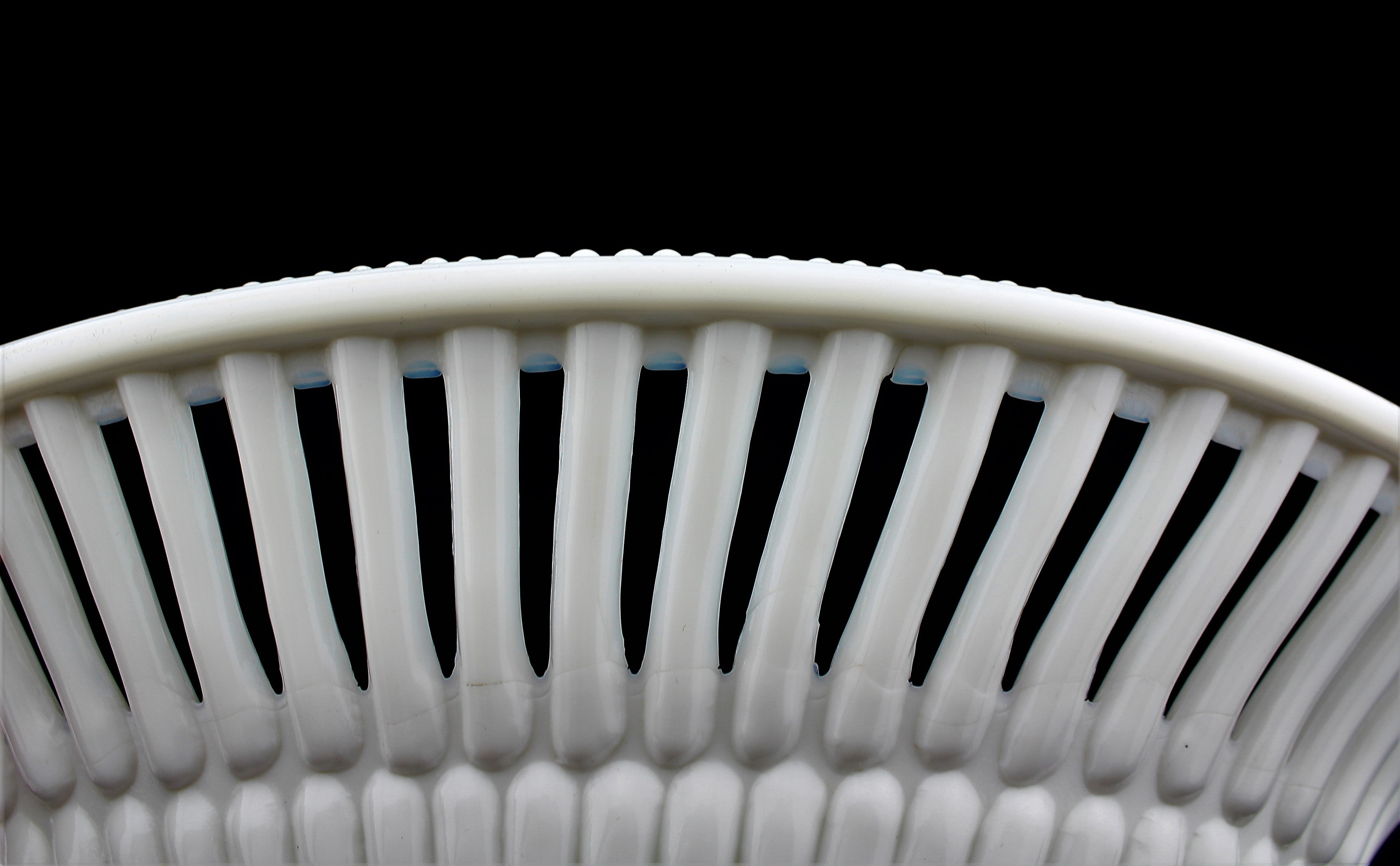 Antique Milk Glass Reticulated Bowl