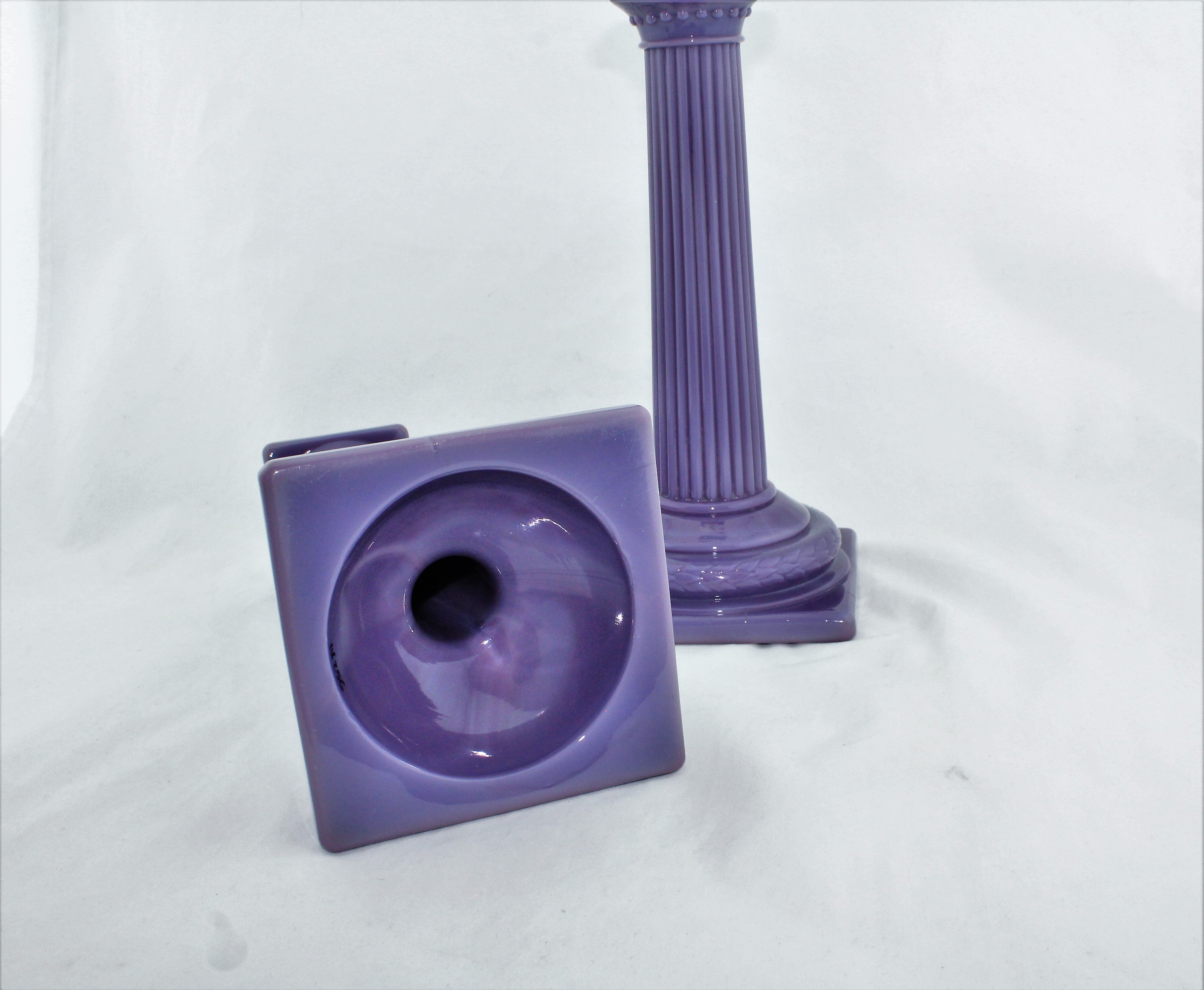 1920s Cambridge Helio Doric Column Candlestick Pair
