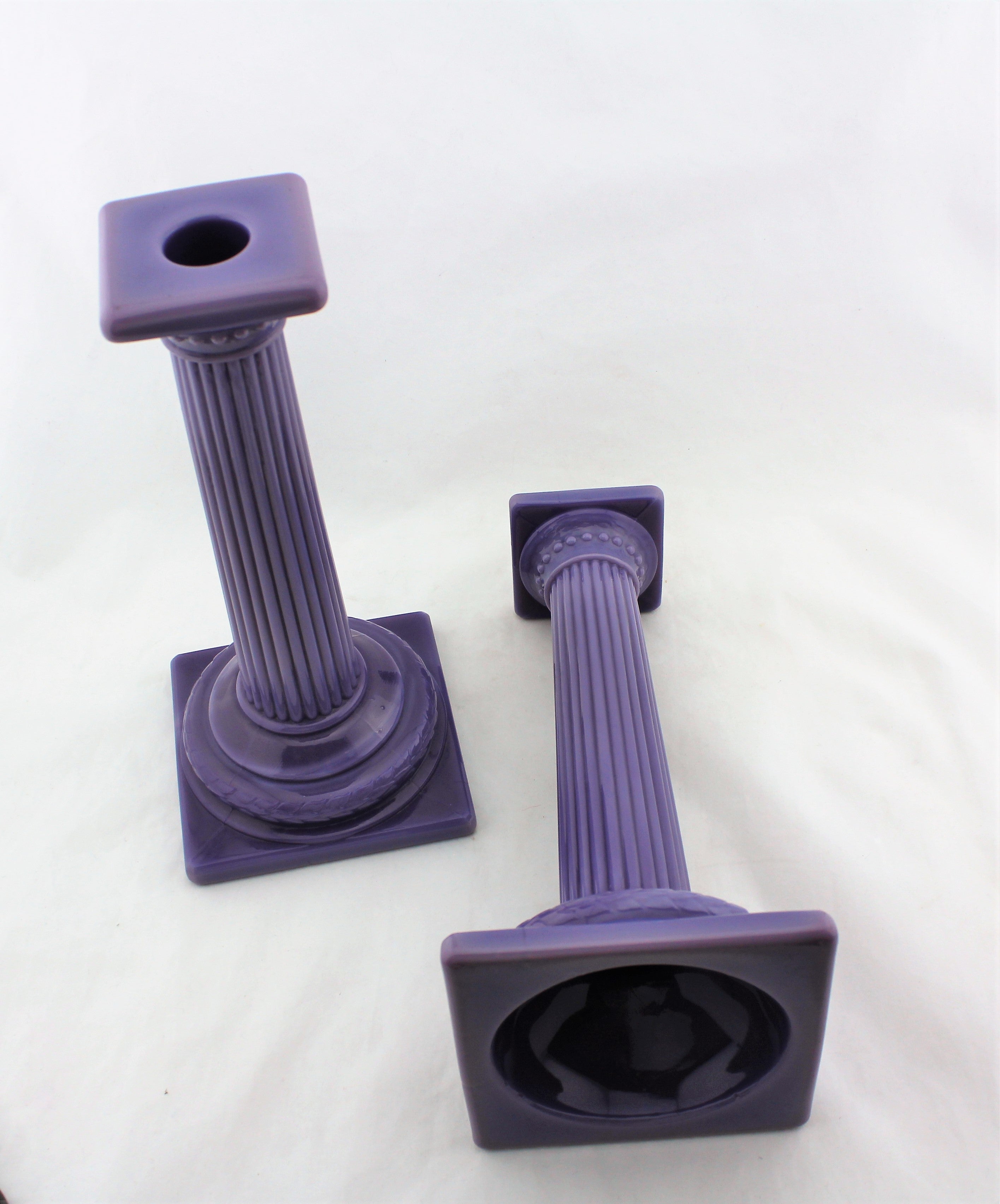1920s Cambridge Helio Doric Column Candlestick Pair
