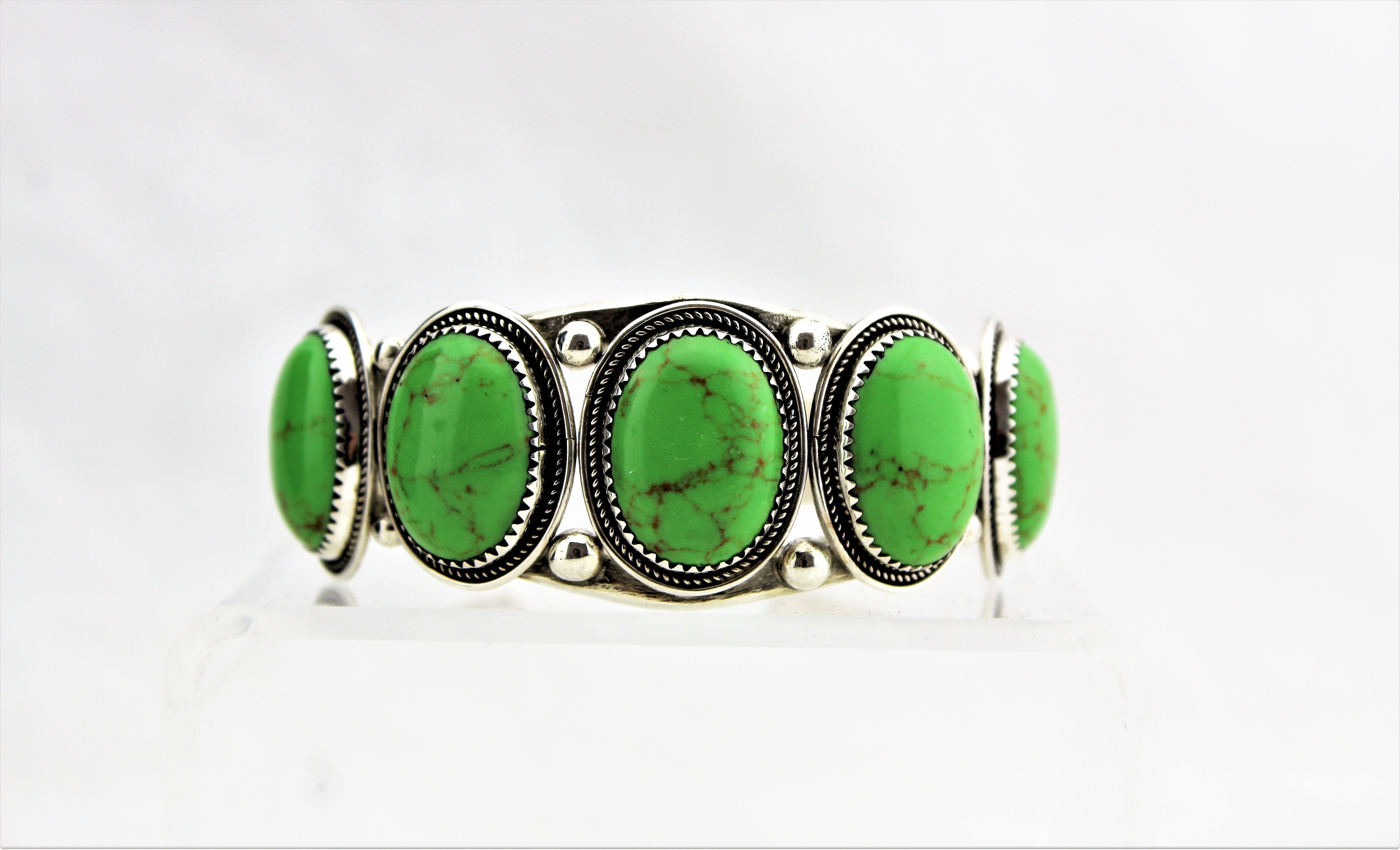 Sterling Silver and Green Turquoise Bracelet