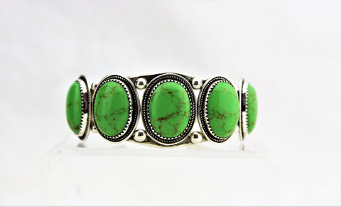 Sterling Silver and Green Turquoise Bracelet