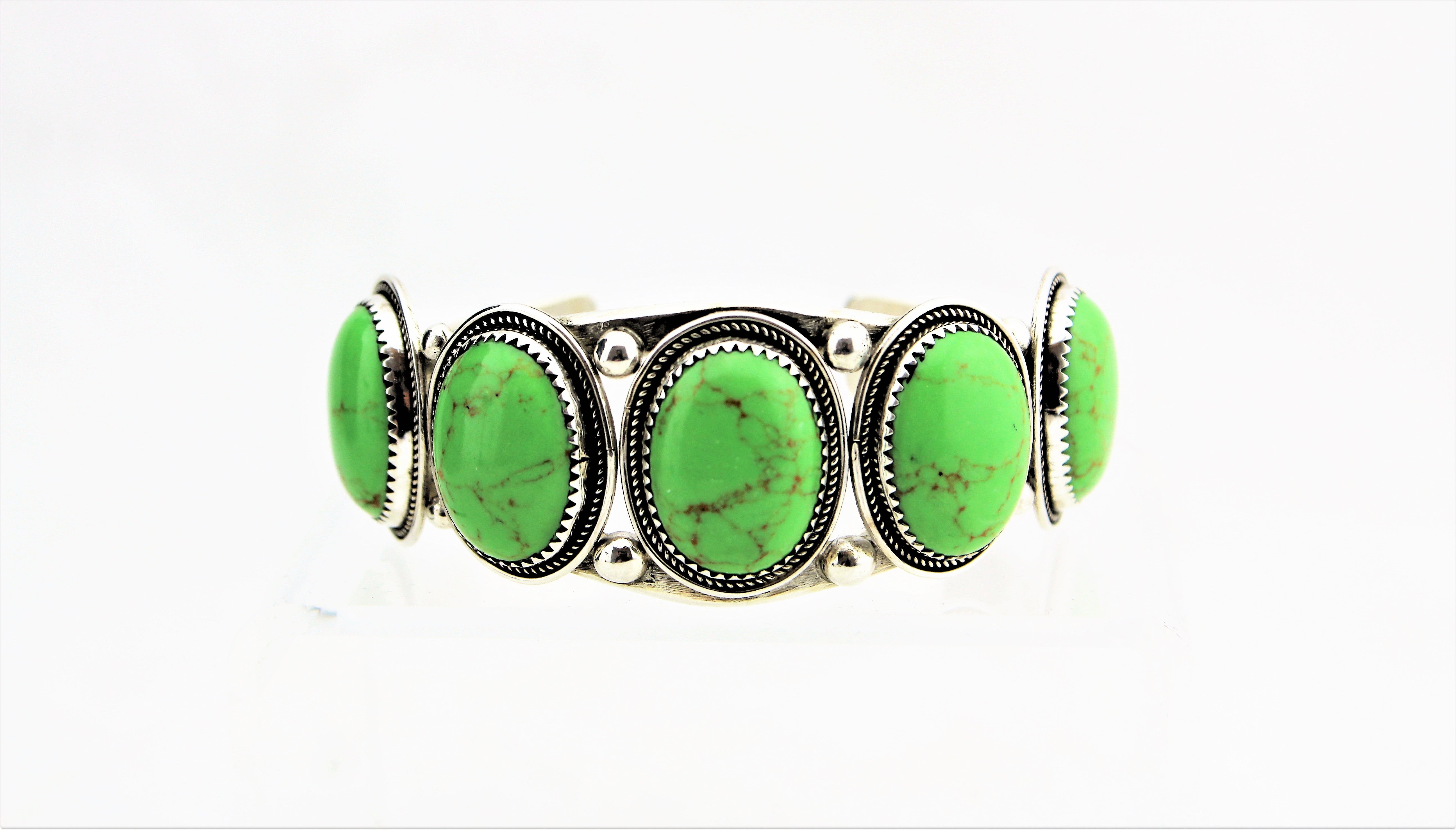 Sterling Silver and Green Turquoise Bracelet