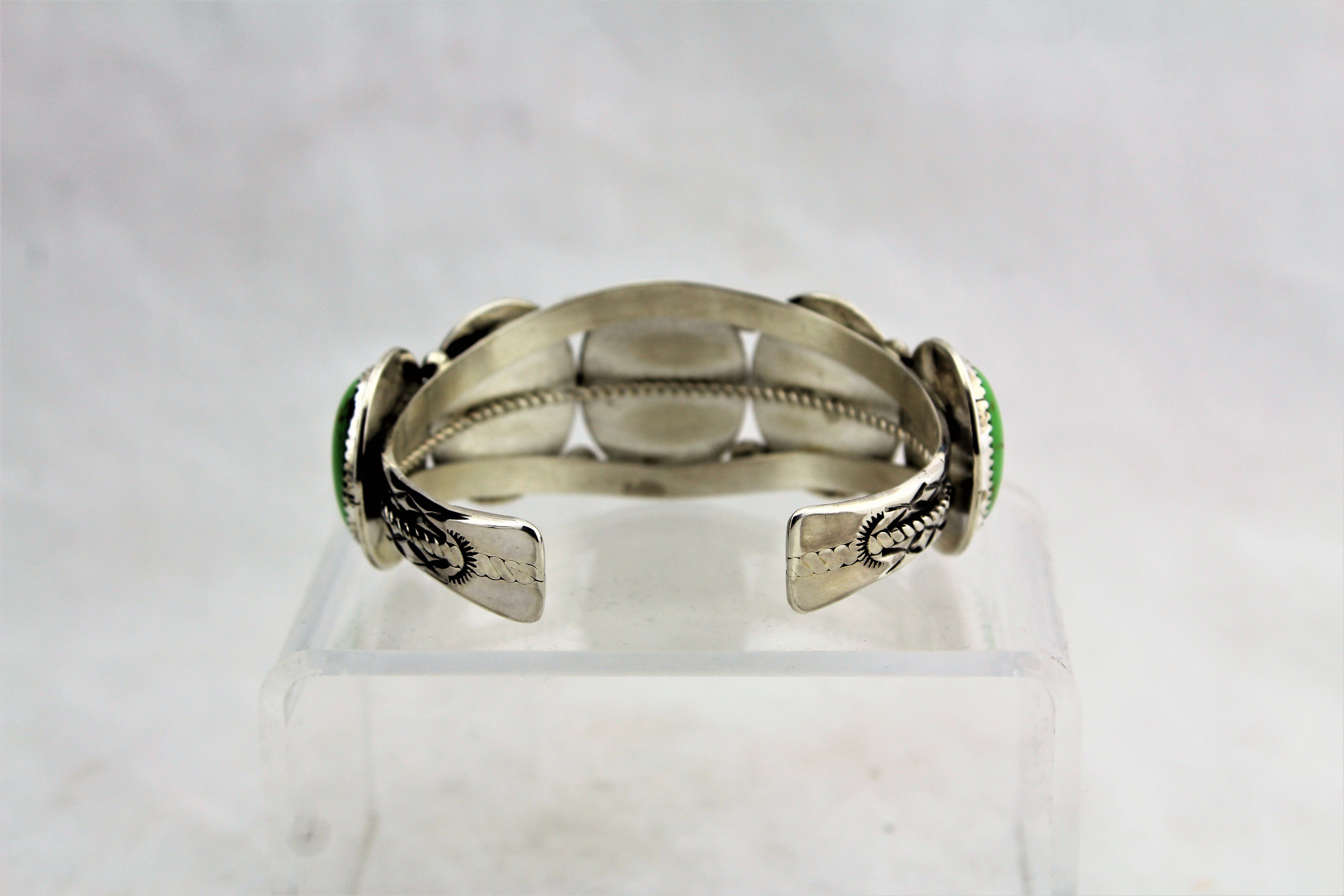 Sterling Silver and Green Turquoise Bracelet