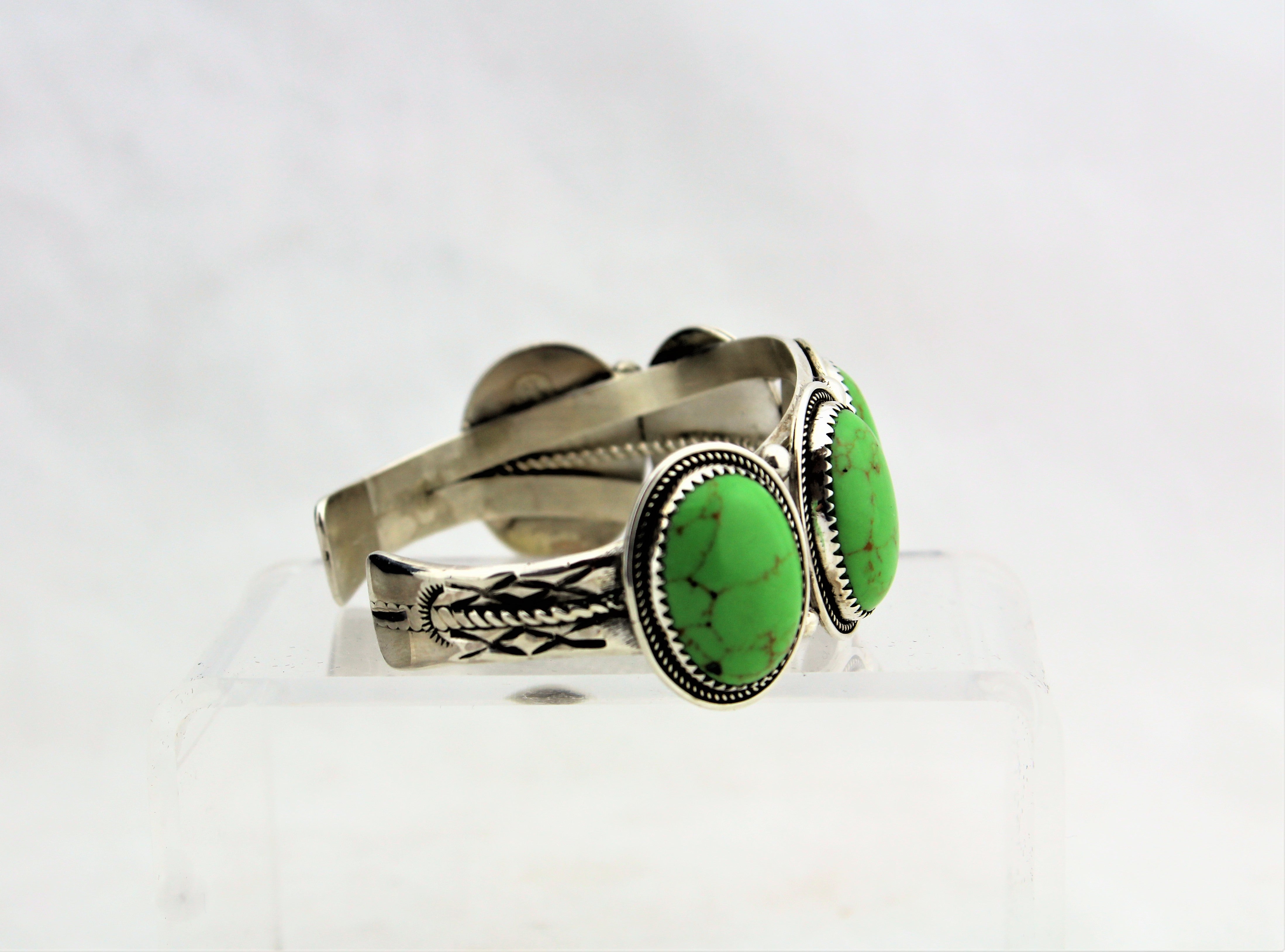 Sterling Silver and Green Turquoise Bracelet