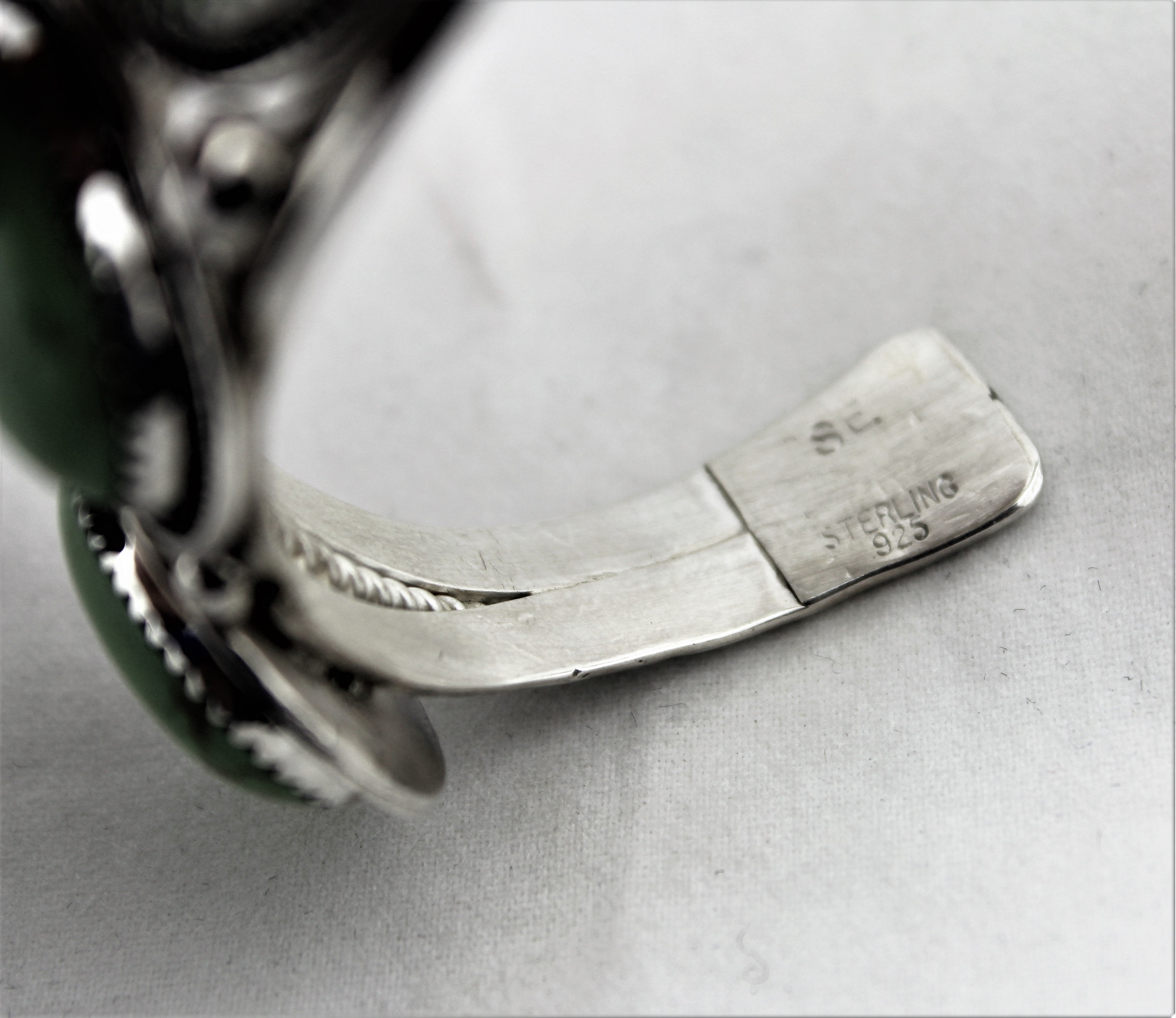 Sterling Silver and Green Turquoise Bracelet