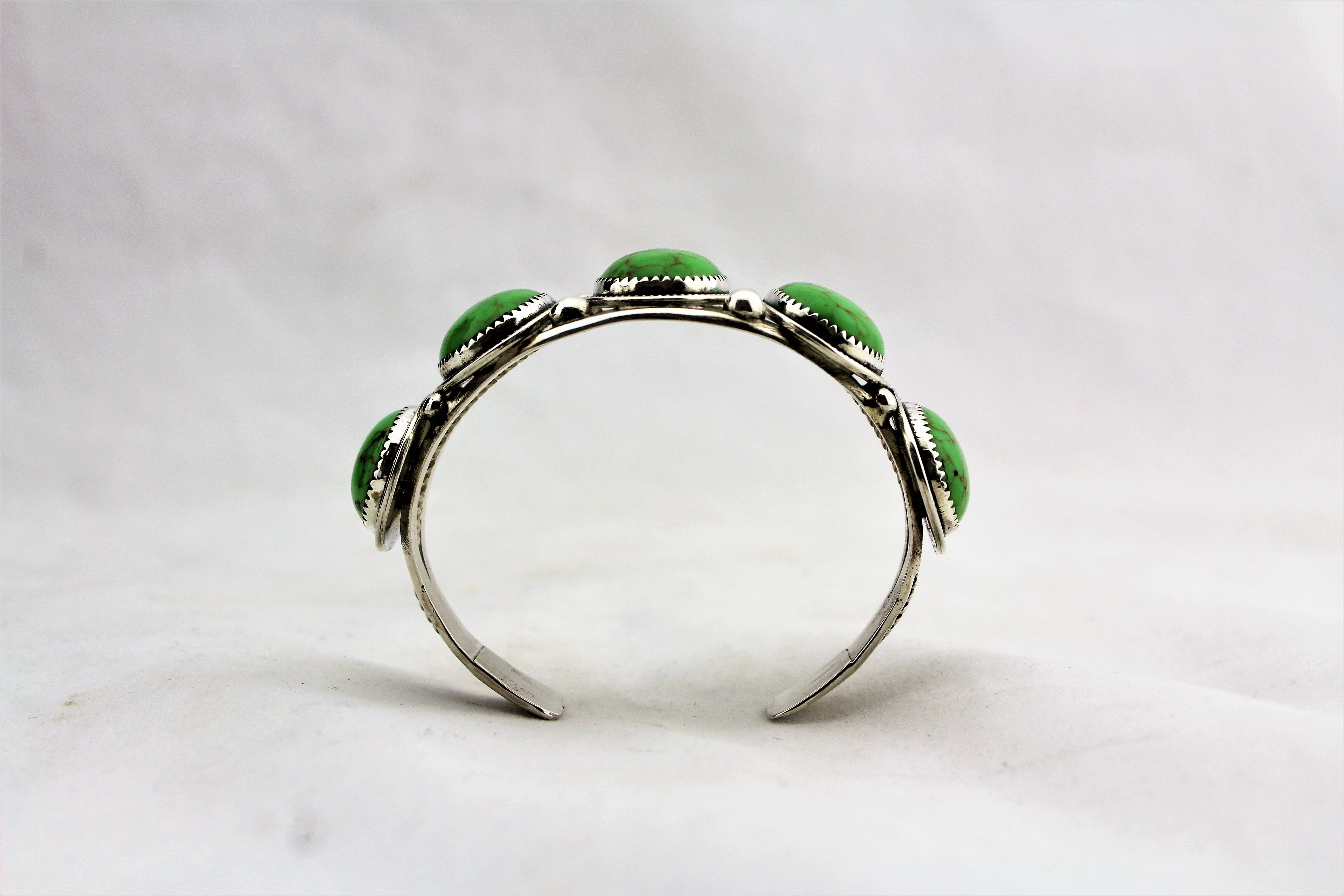 Sterling Silver and Green Turquoise Bracelet