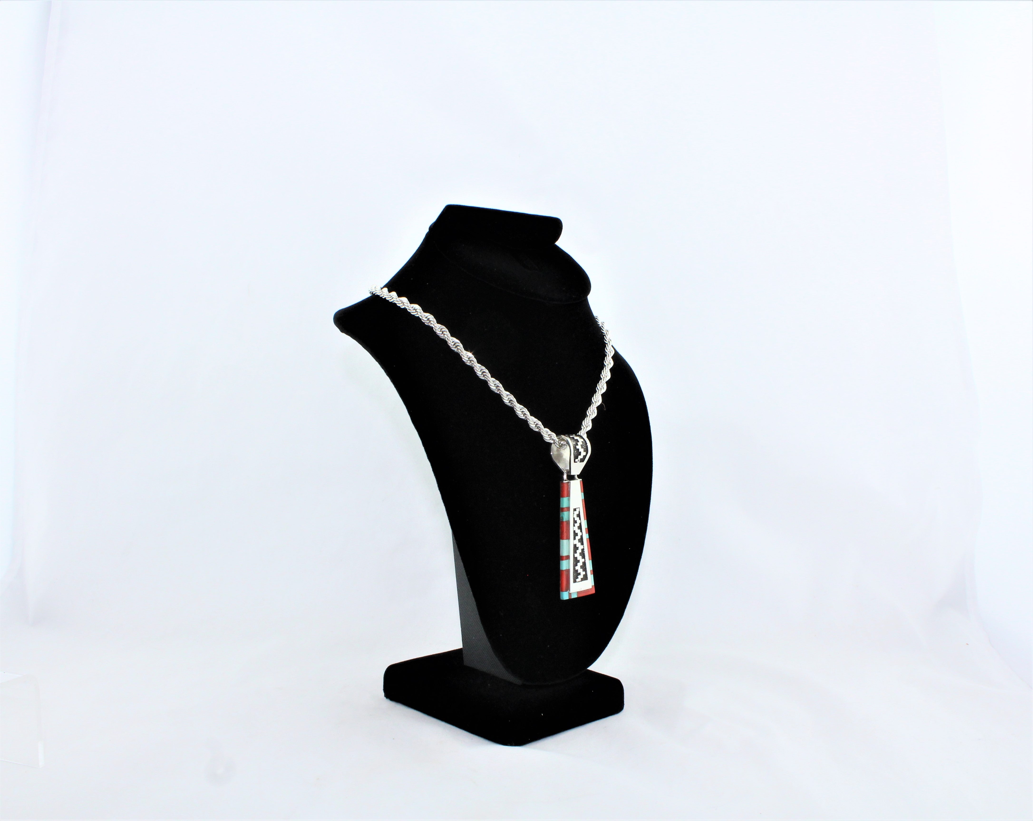 Abraham Begay Sterling Silver Overlay Necklace