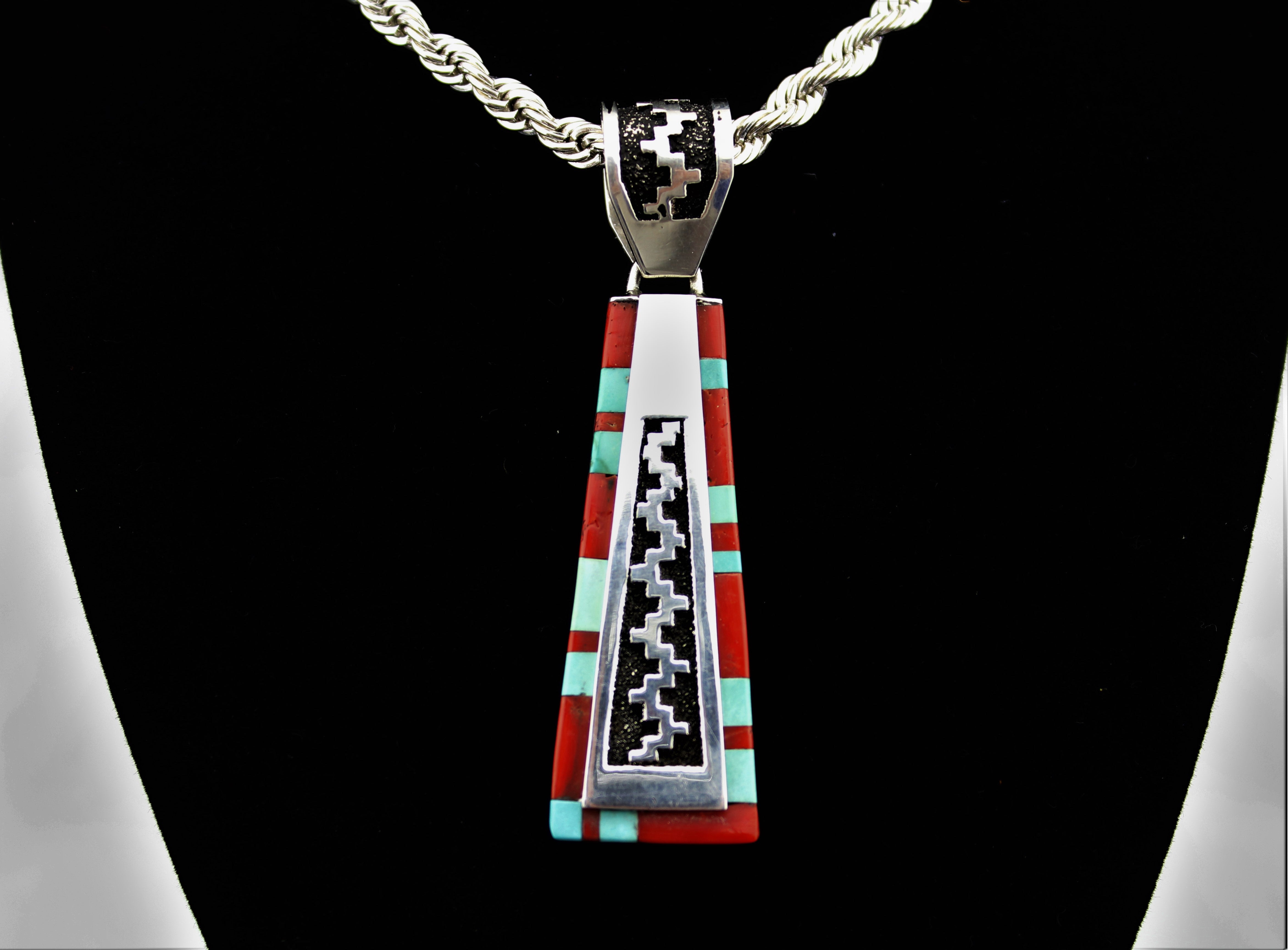Abraham Begay Sterling Silver Overlay Necklace