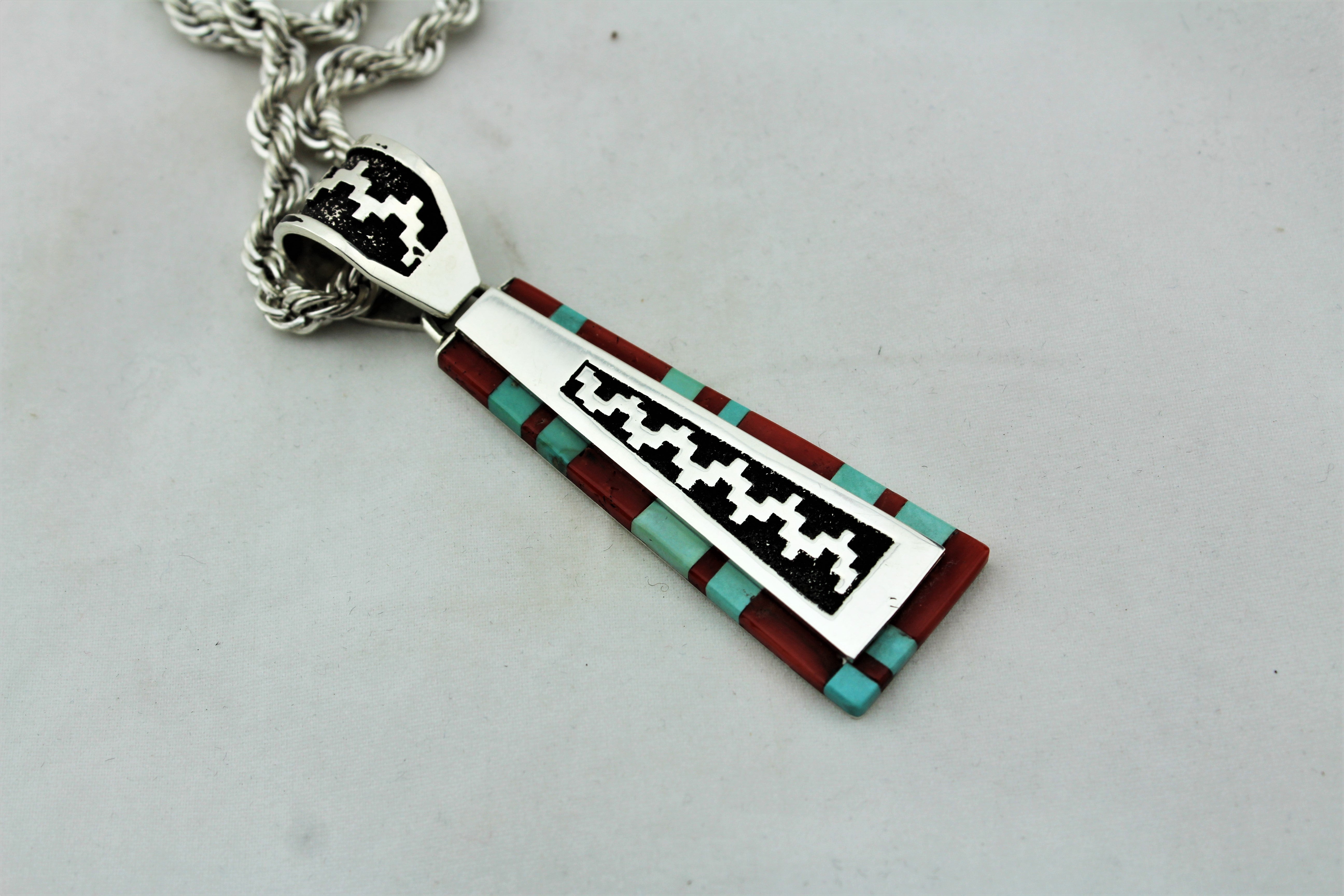 Abraham Begay Sterling Silver Overlay Necklace