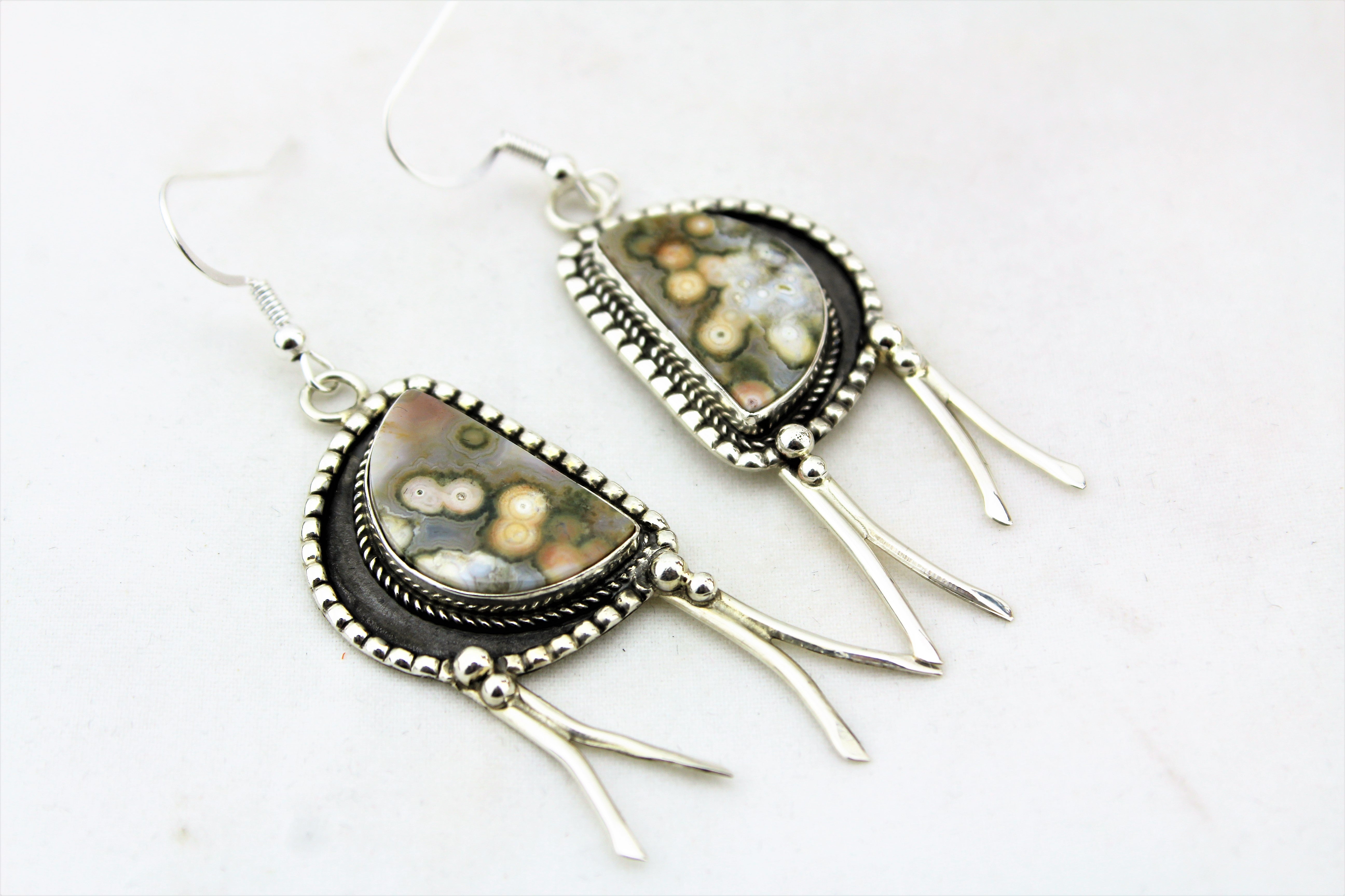Sam Edsitty Moss Agate Earrings