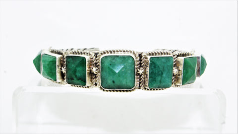 Natural Emeralds Sterling Silver Bracelet