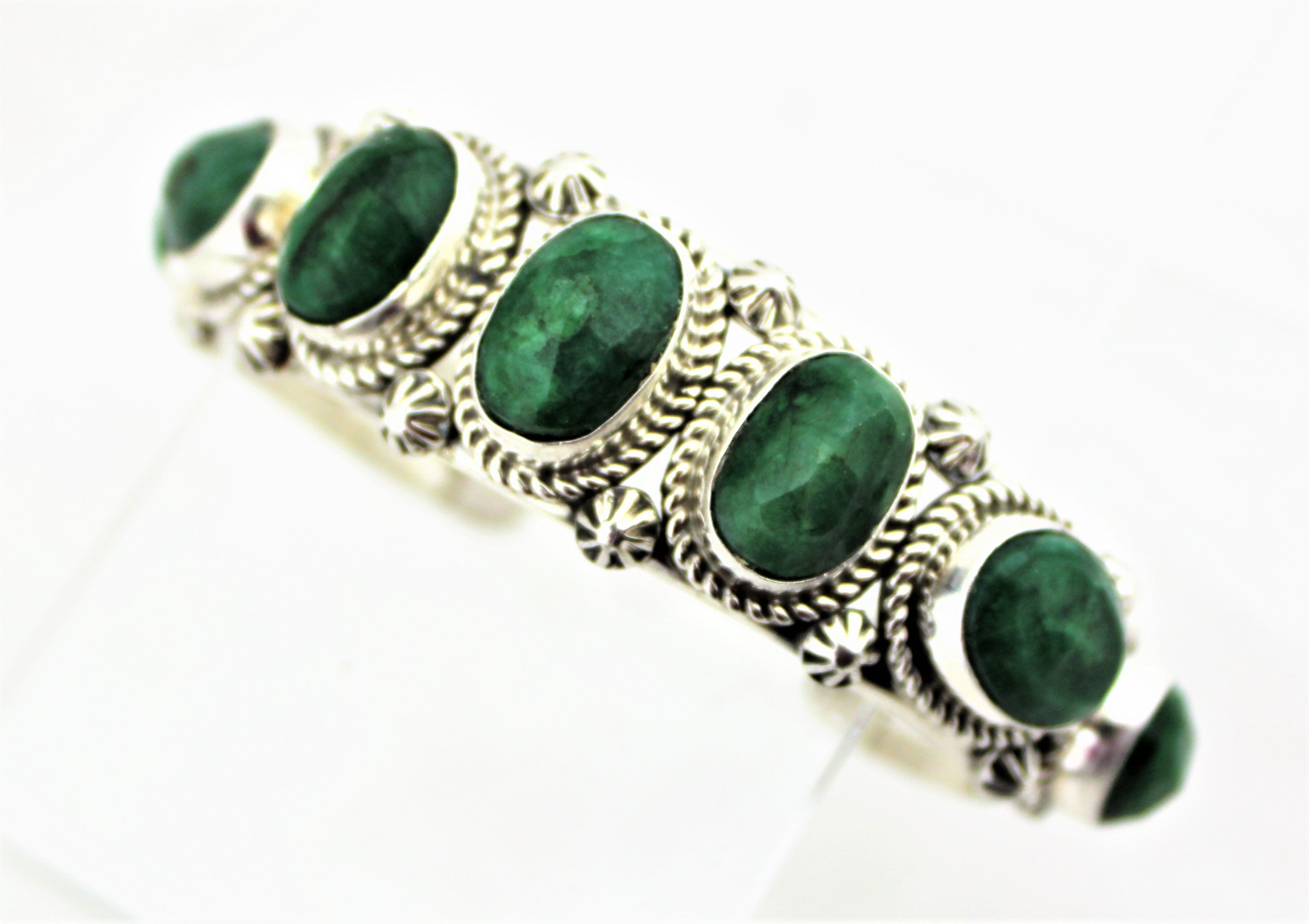 Natural Emerald Sterling Silver Bracelet