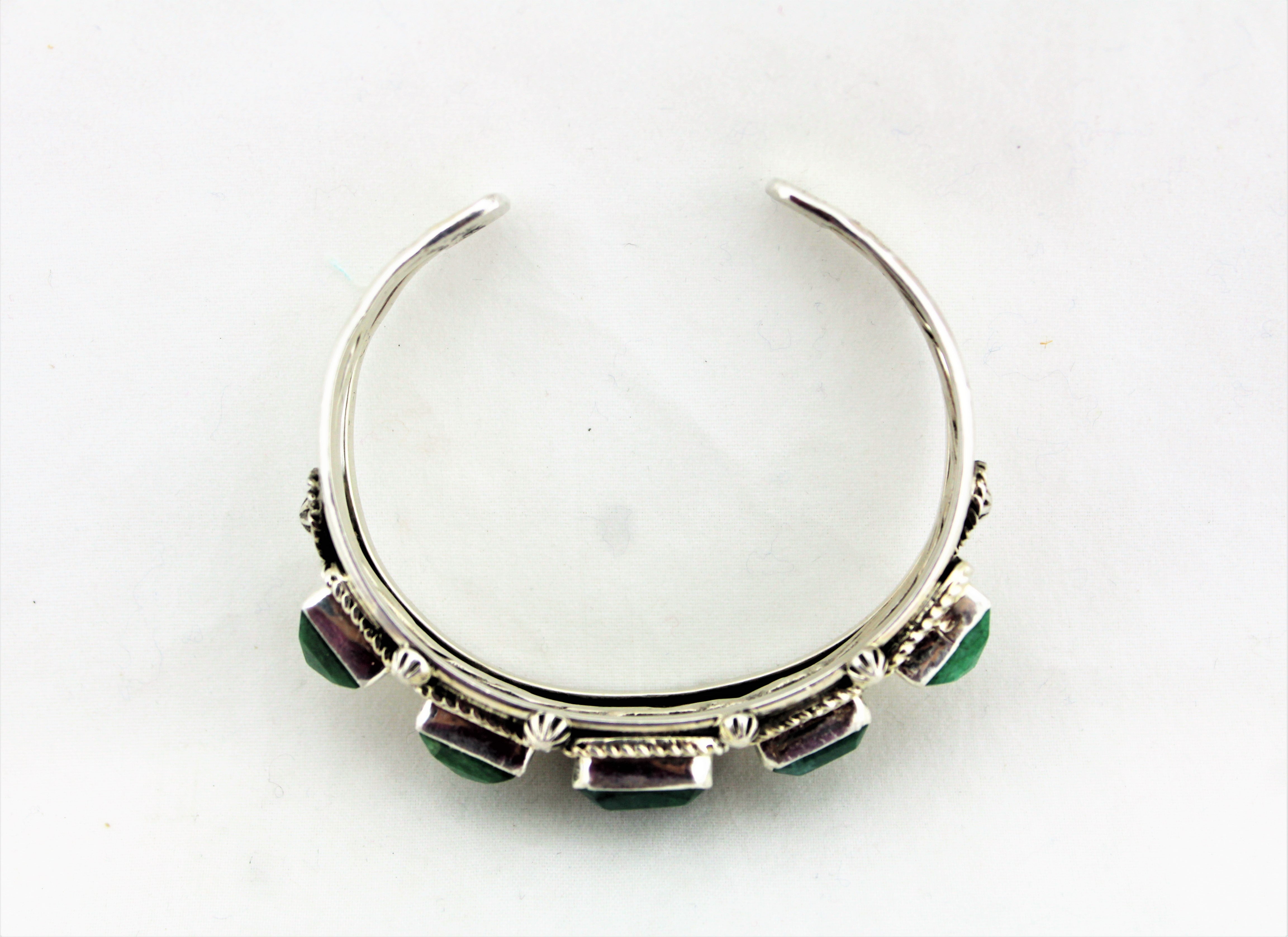 Natural Emeralds Sterling Silver Bracelet