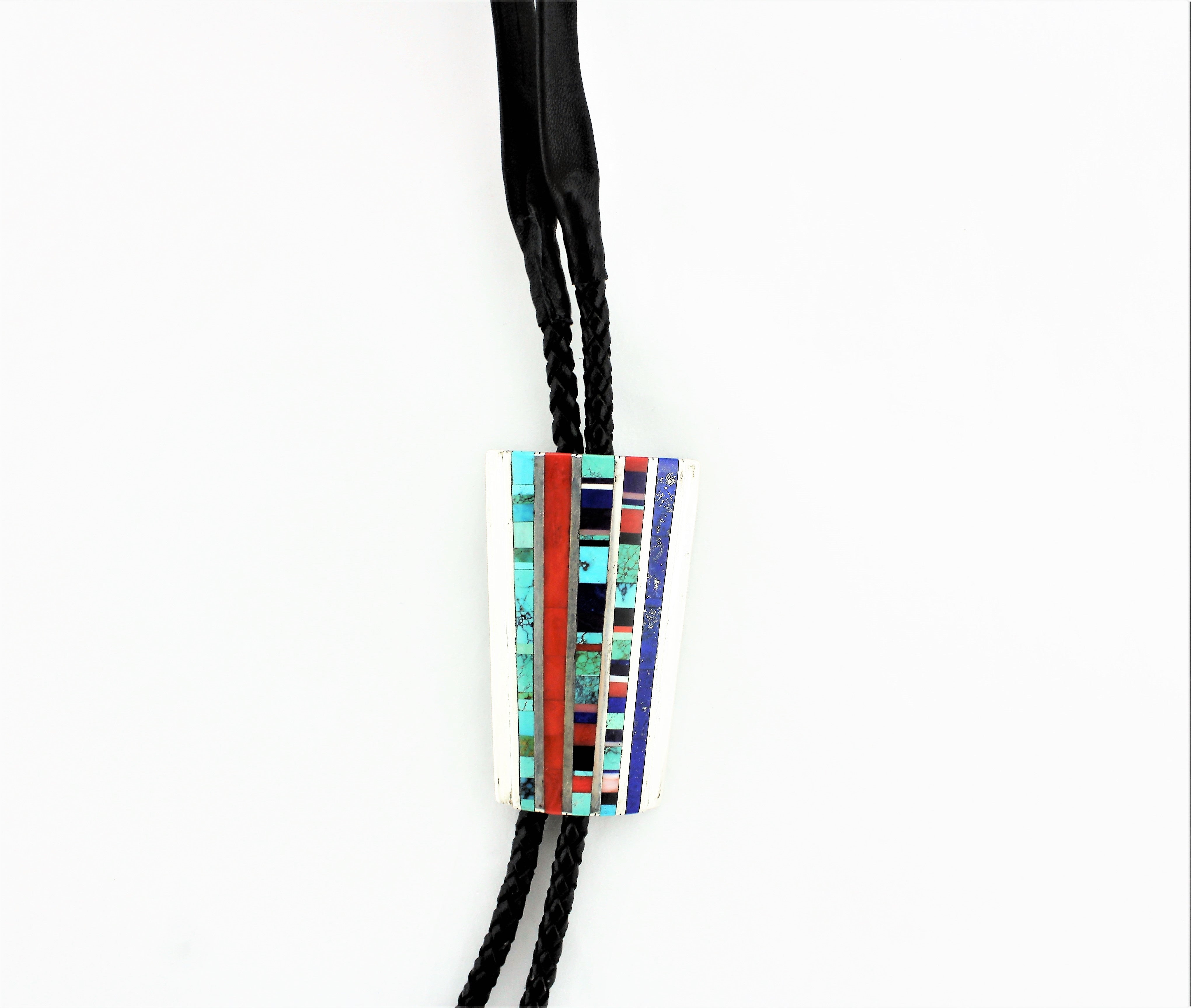 Navajo Sterling Silver Inlay Bolo Tie