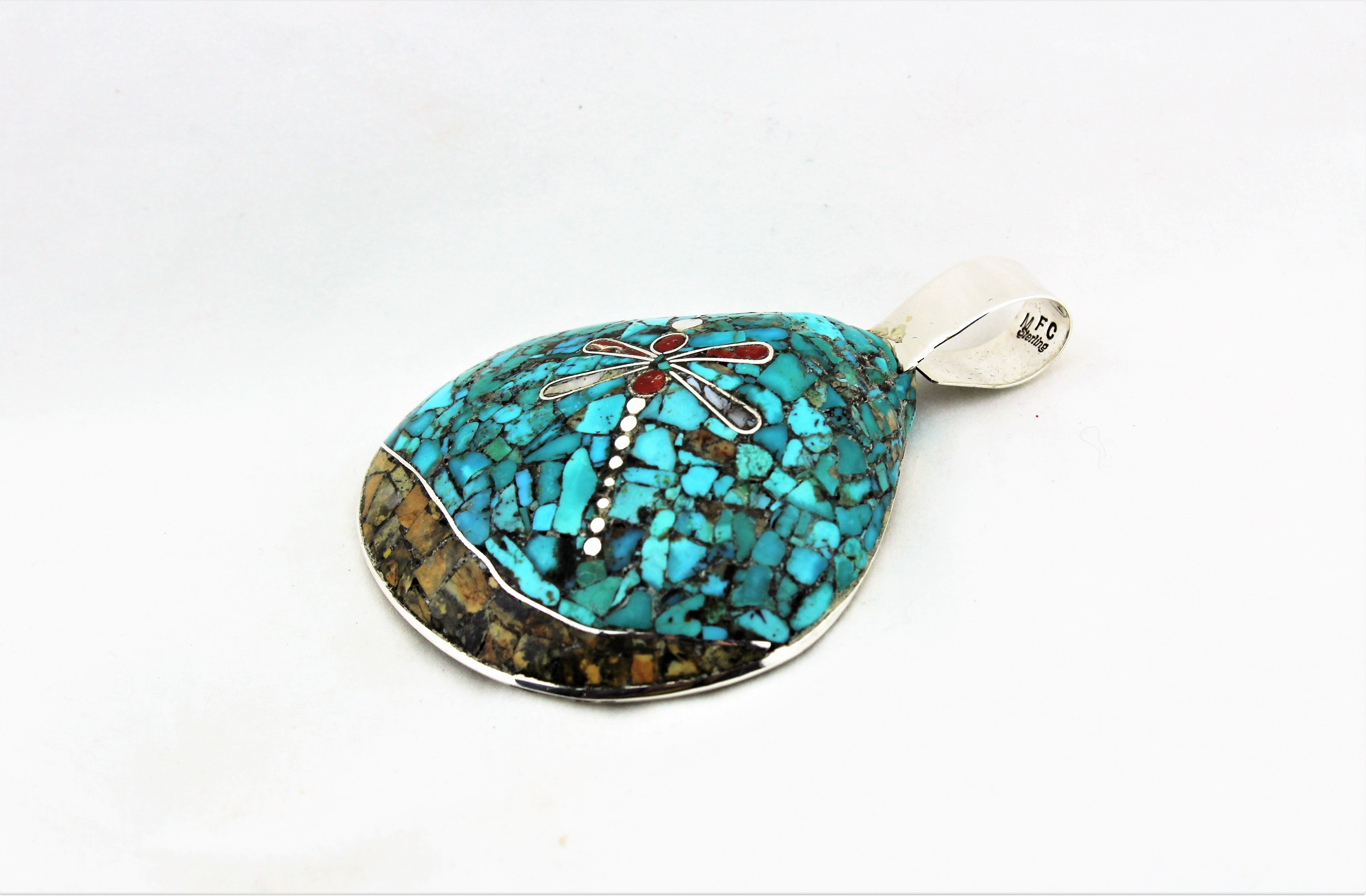 Santo Domingo Dragonfly Mosaic Shell Pendant