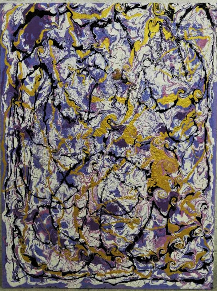 Purple Abstract Oil Painting on Board
