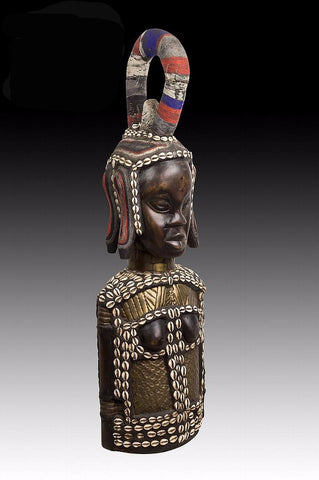 Antique African Female  Bust with Cowrie Shell and Beadwork