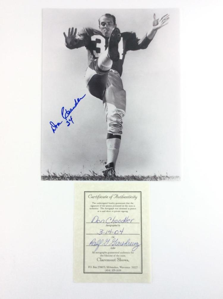 Don Chandler Signed Green Bay Packers Photo
