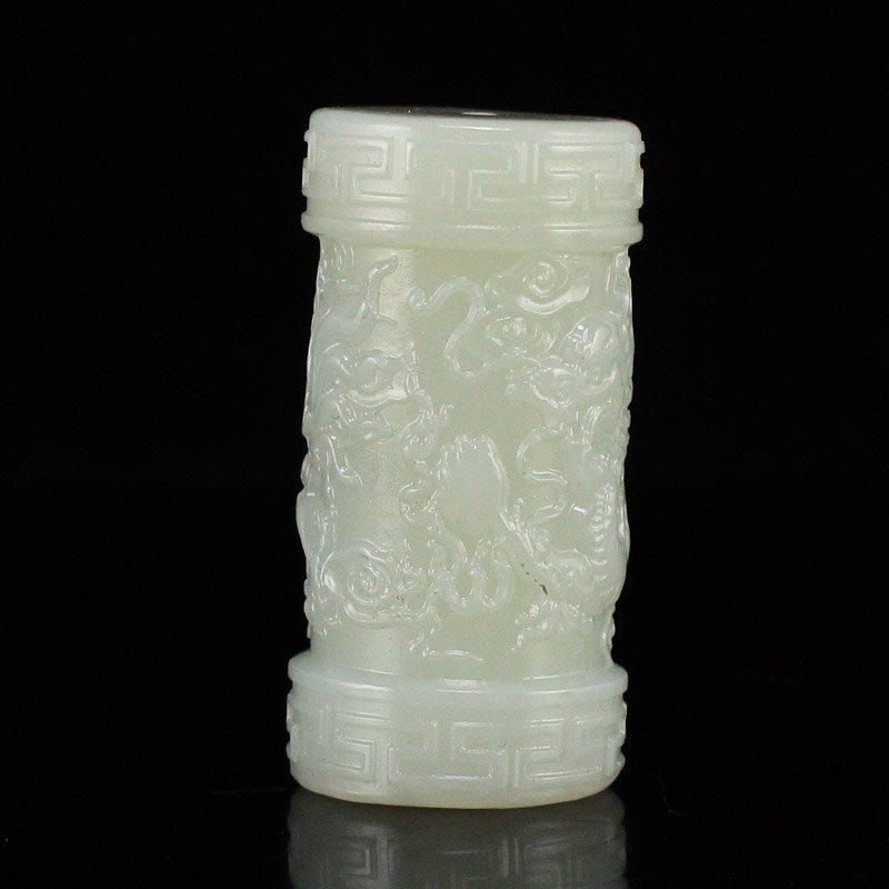 Jade Dragon Cylindrical Pendant