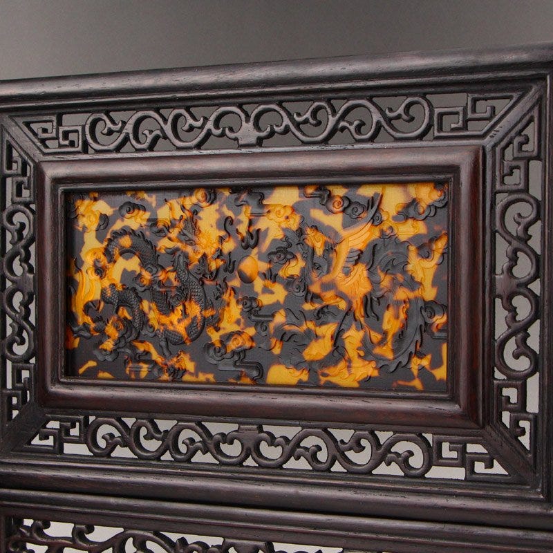 Carved Fortune Dragon Table Screen