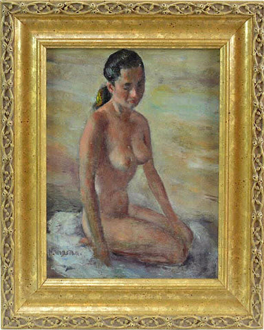 H. Webster Gilt Framed Nude Oil Painting