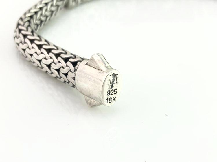 John Hardy Sterling Silver and 18K Gold White Sapphire Bracelet