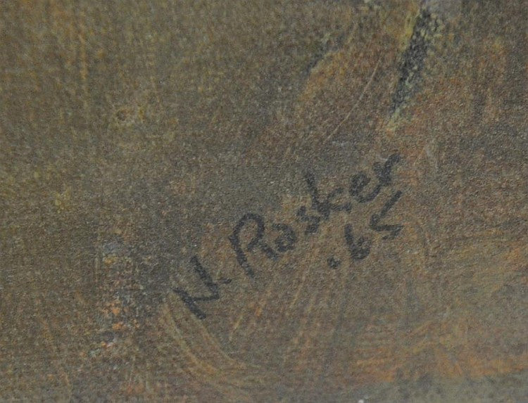 Signed N. Rasker Abstract Oil Painting