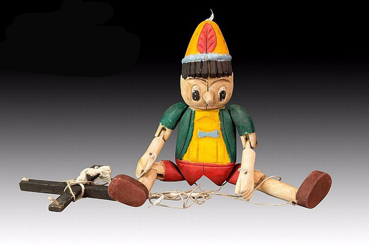 Carved Wood Pinocchio Puppet