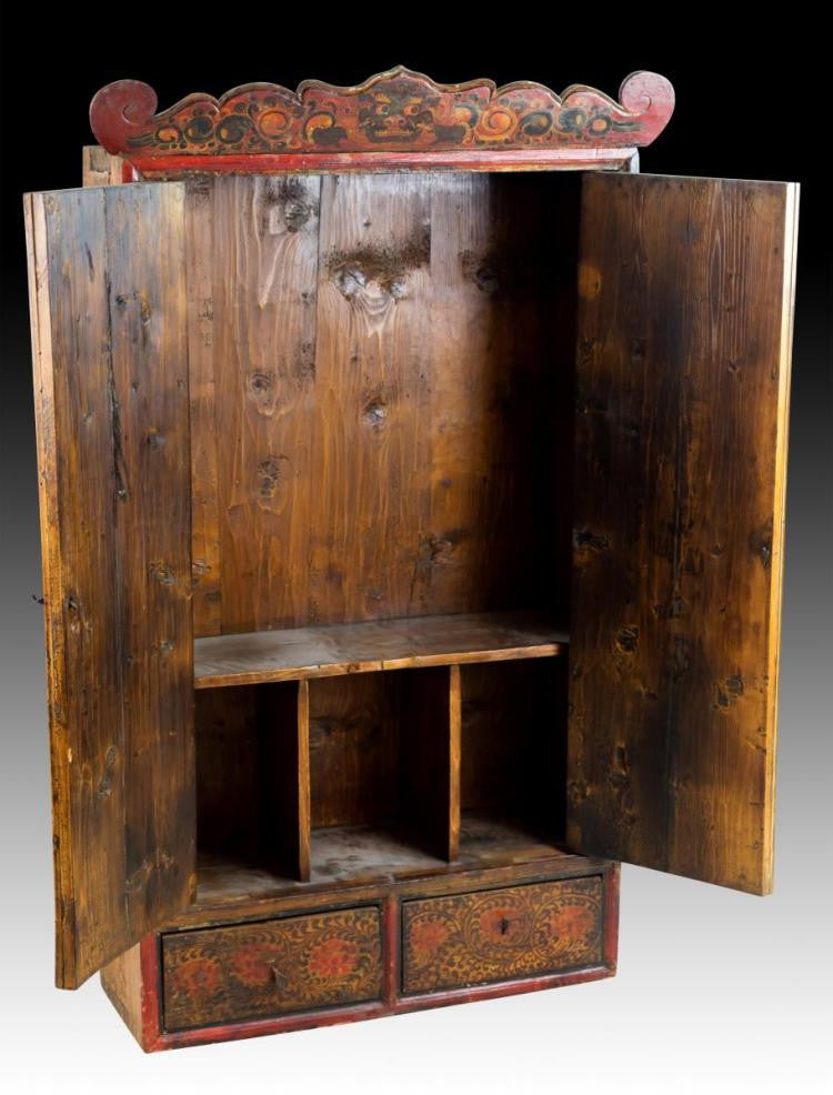 Antique Painted Tibetan Cabinet
